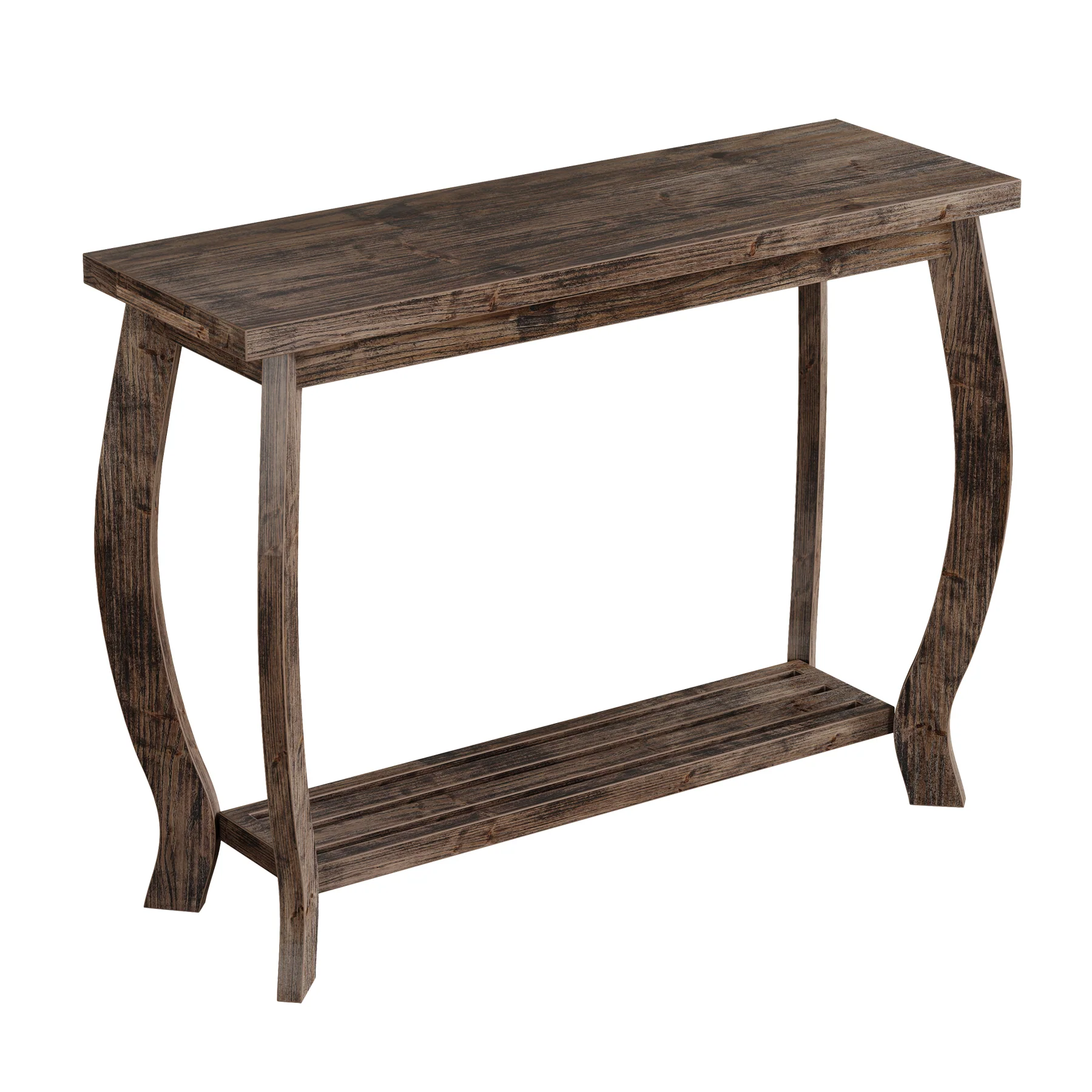 41.3" Solid Wood Console Table for Entryway, 2-Tier Sofa Table with Curved Legs - Image 9