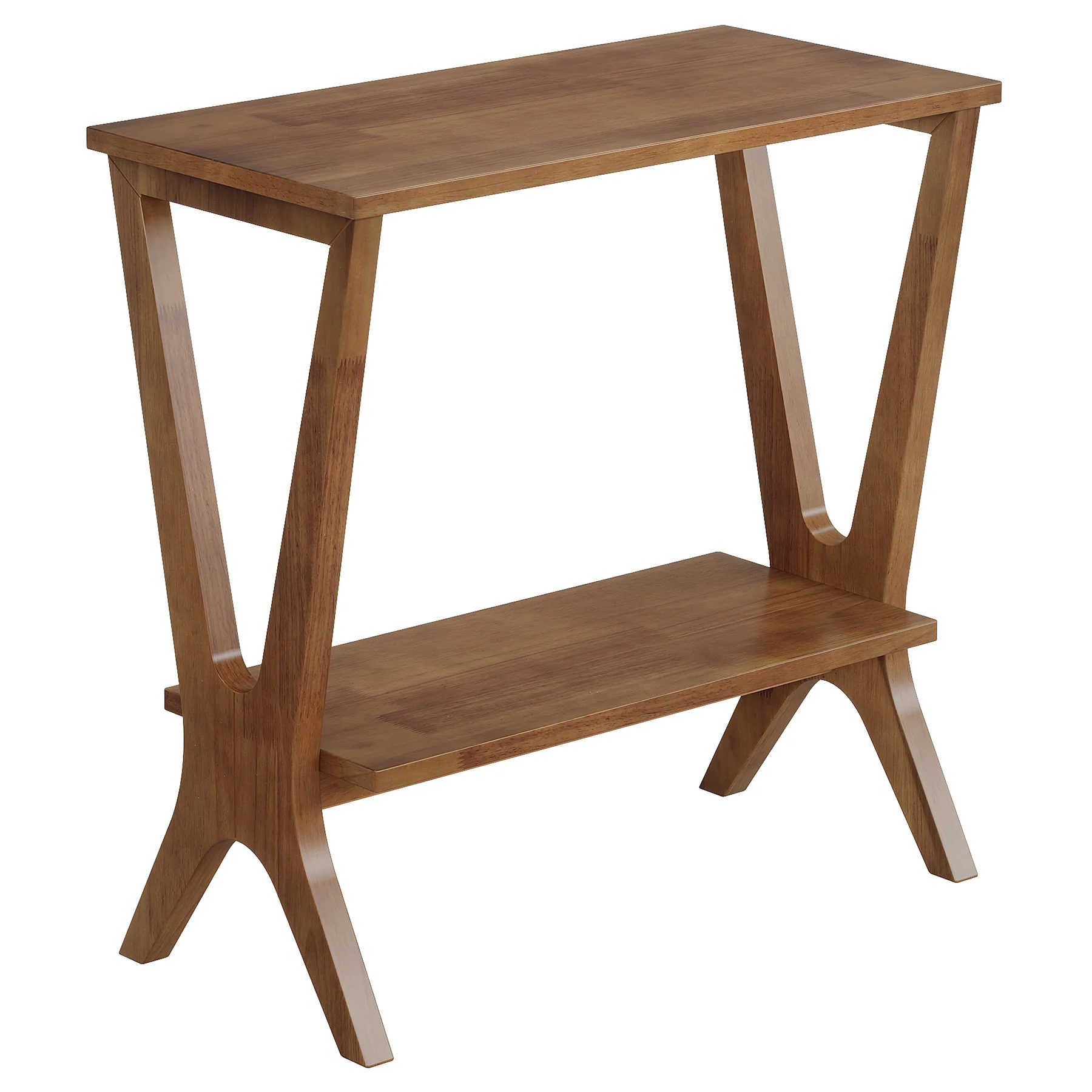 23.6" Solid Wood End Table, 2-Tier Storage Shelves Sofa Side Table - Image 10