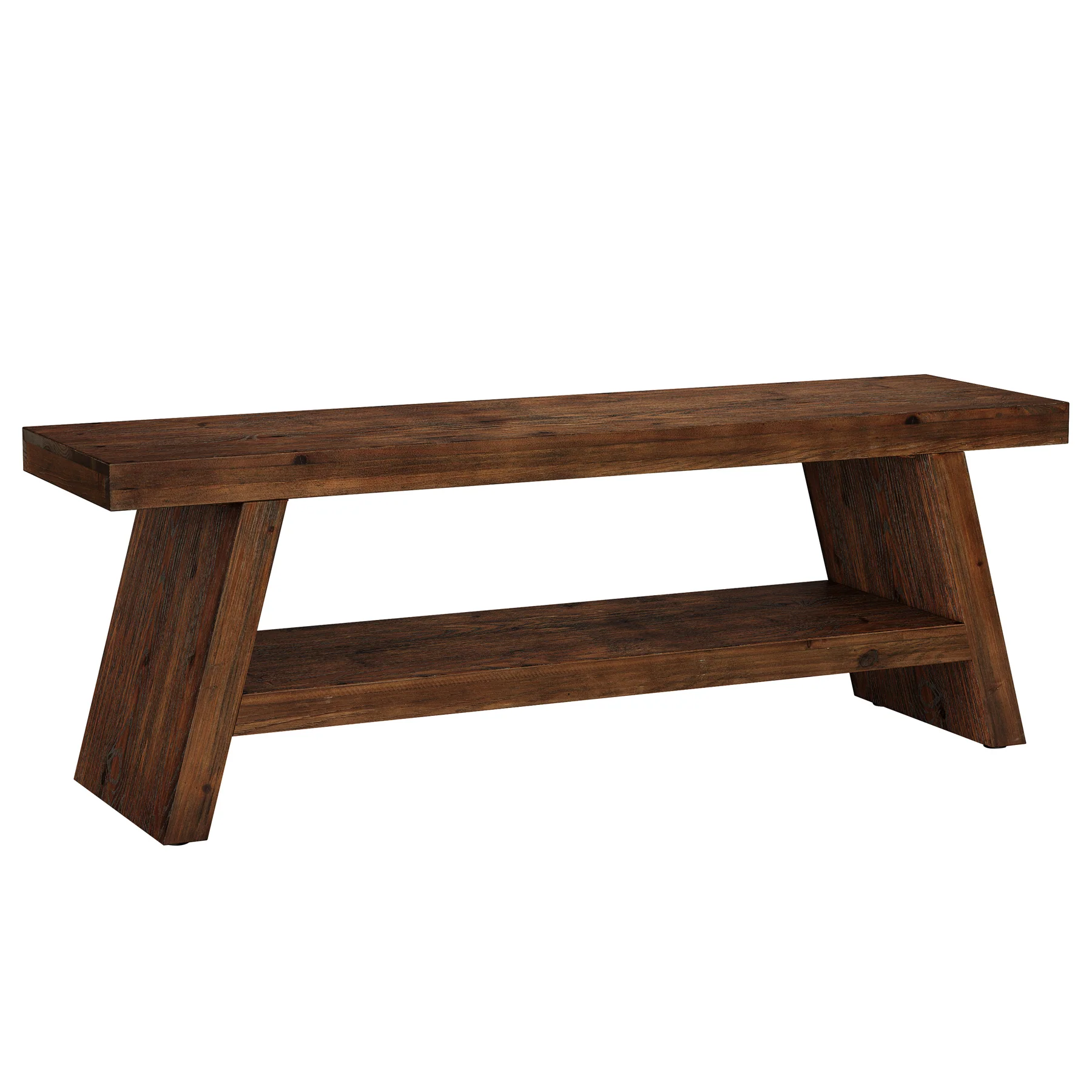 2-Tier Solid Wood Entryway Bench with Open Storage, Wooden Shoe Bench for Hallway & Foyer - Image 10