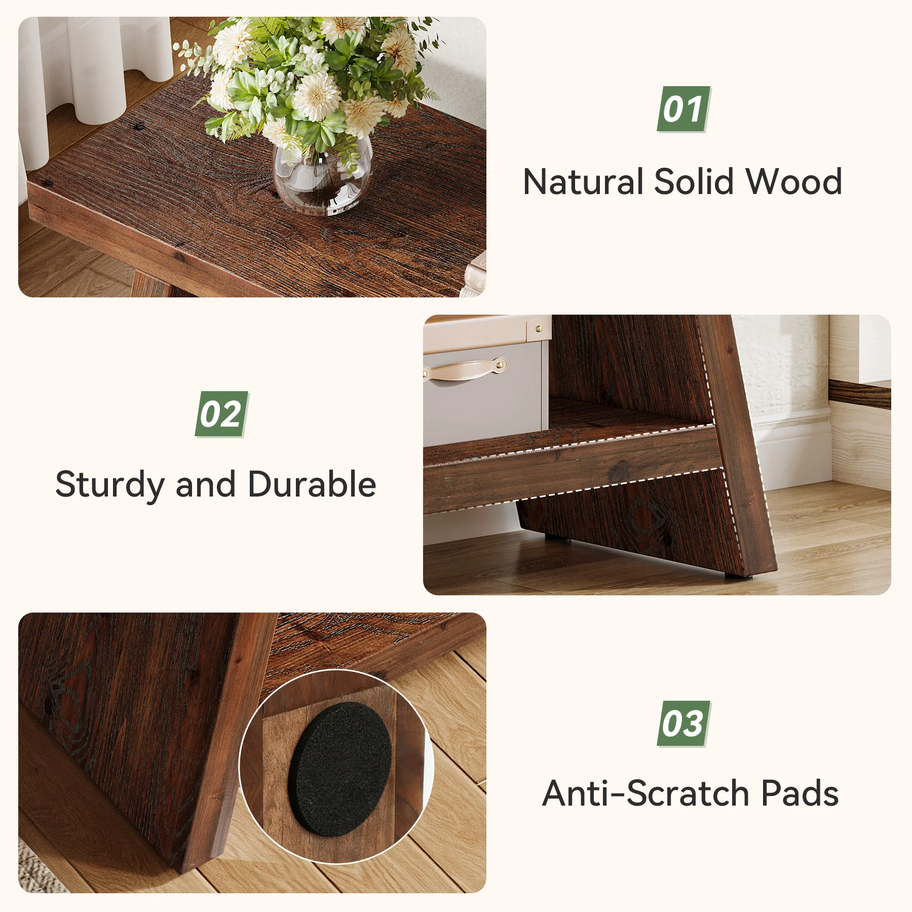 2-Tier Solid Wood Entryway Bench with Open Storage, Wooden Shoe Bench for Hallway & Foyer - Image 9