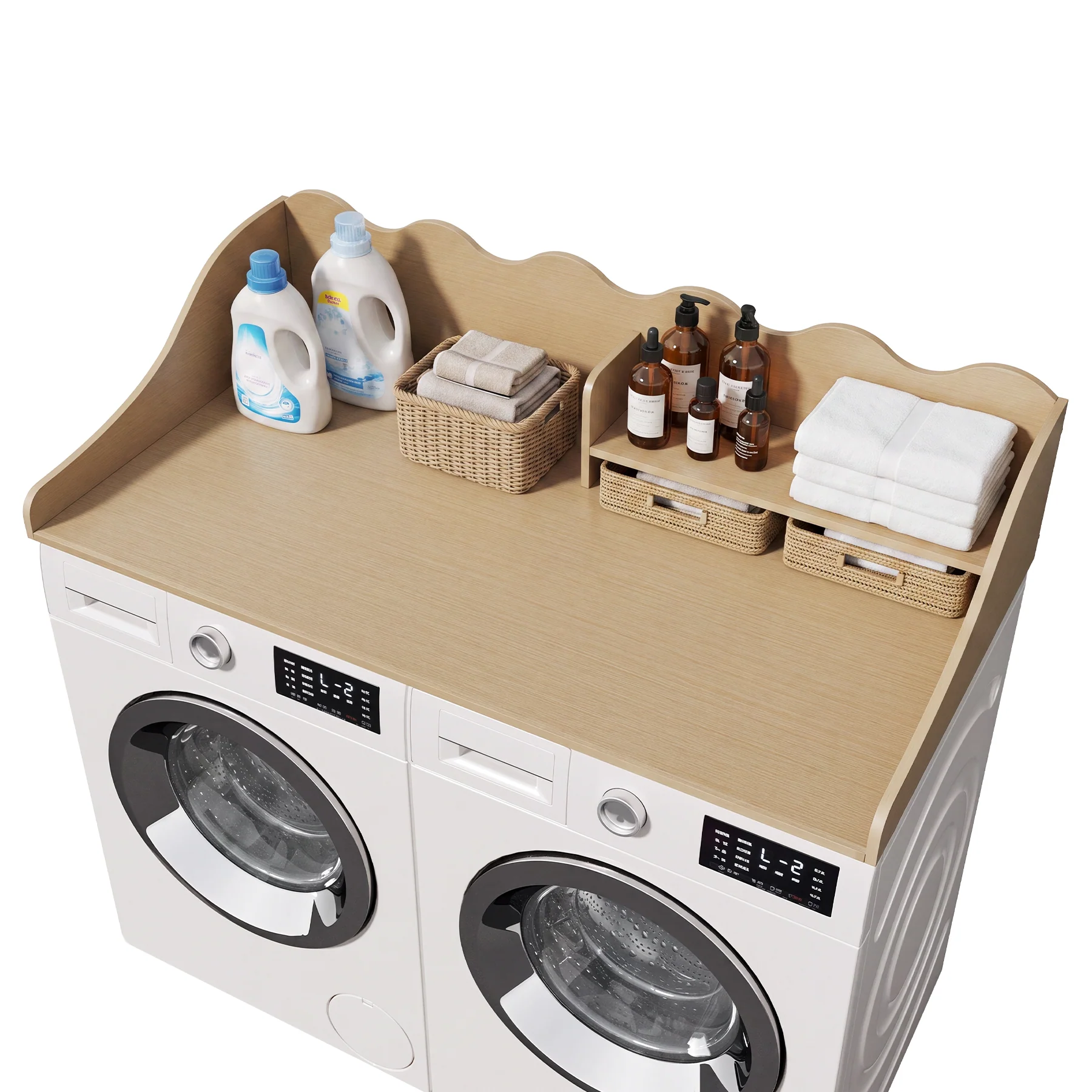 2-Tier Washer Dryer Countertop with Shelf, Wave Edge Laundry Topper for Laundry Room Organization - Image 11