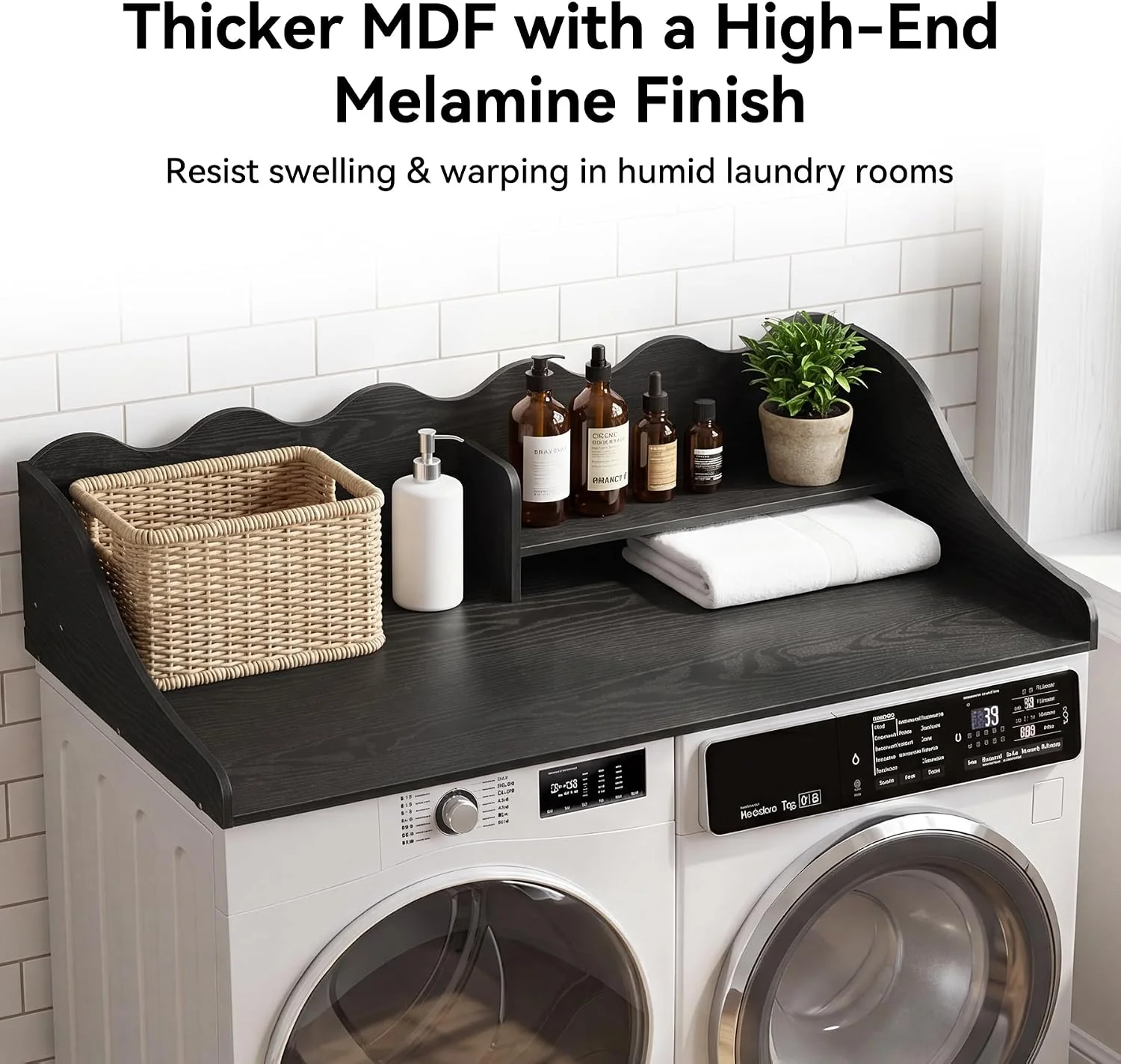2-Tier Washer Dryer Countertop with Shelf, Wave Edge Laundry Topper for Laundry Room Organization - Image 5