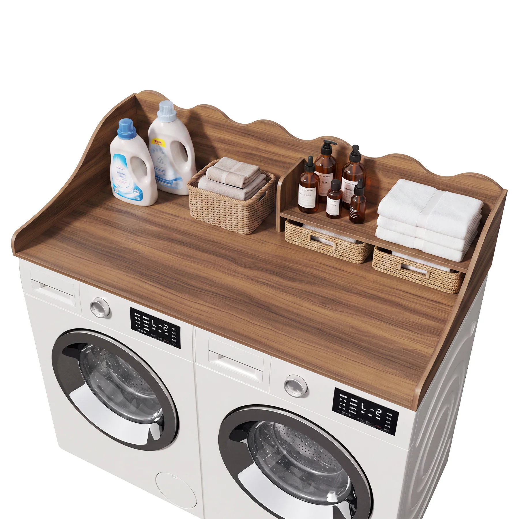 2-Tier Washer Dryer Countertop with Shelf, Wave Edge Laundry Topper for Laundry Room Organization - Image 9