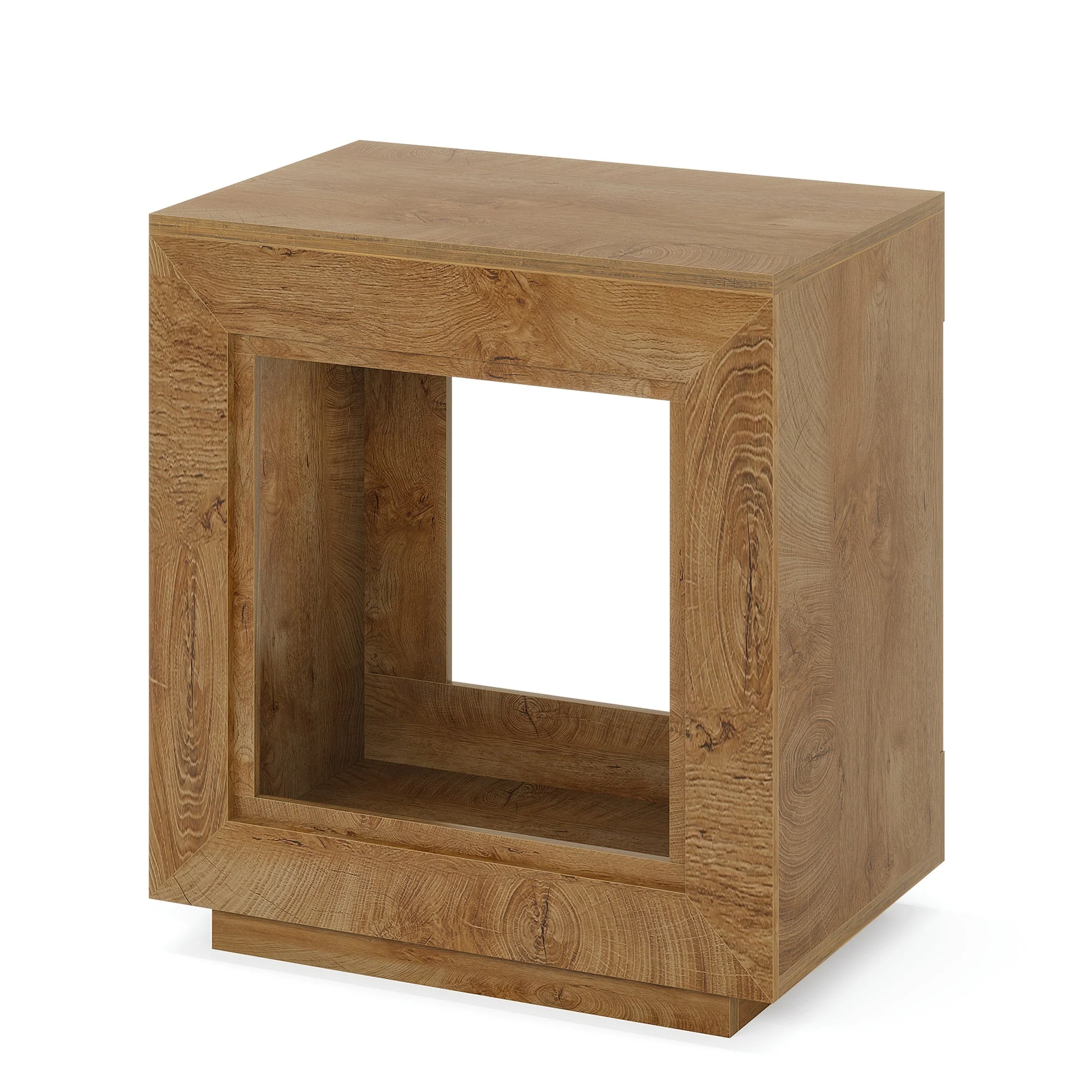 Wood End Table, Square Side Table Nightstands with Storage - Image 9
