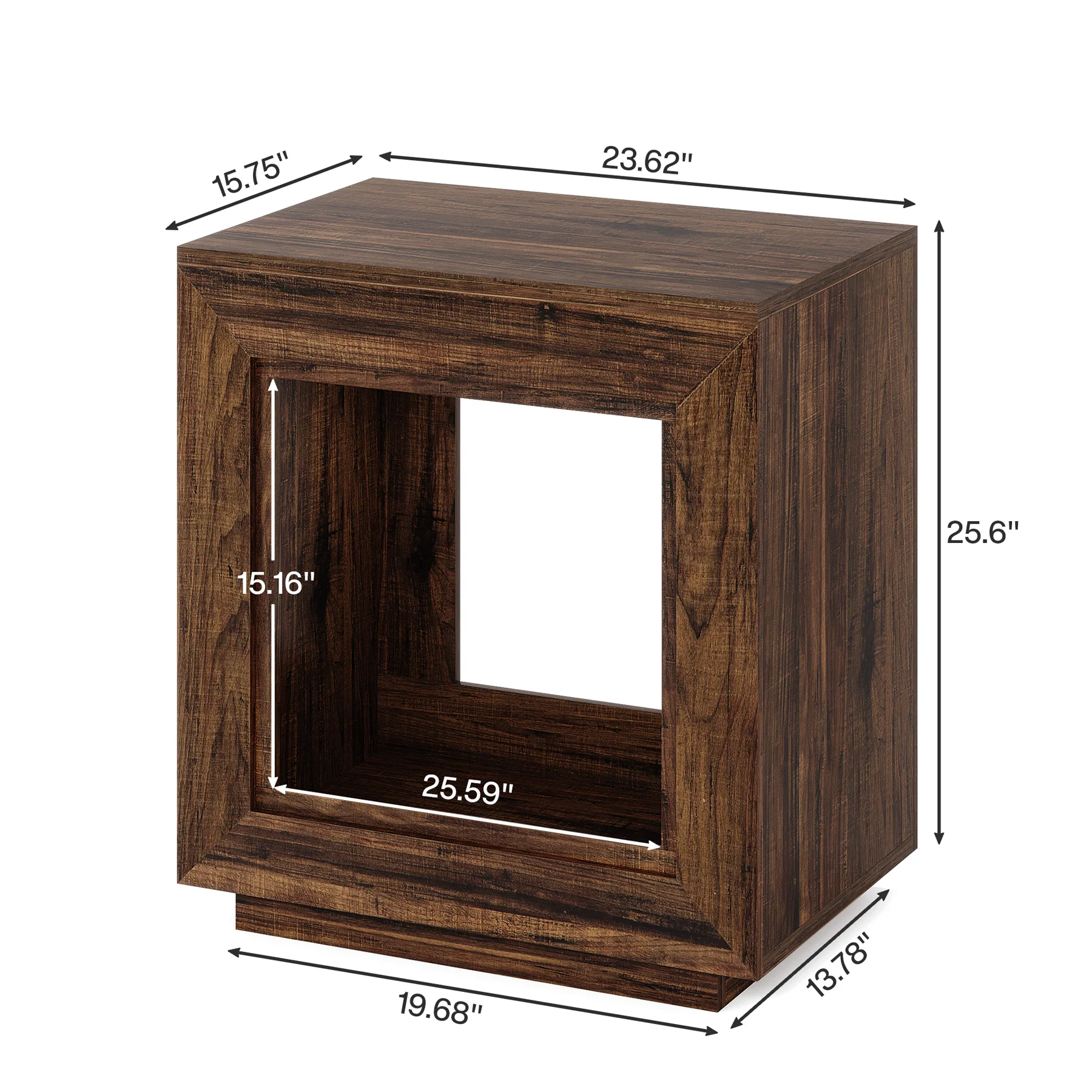 Wood End Table, Square Side Table Nightstands with Storage - Image 2