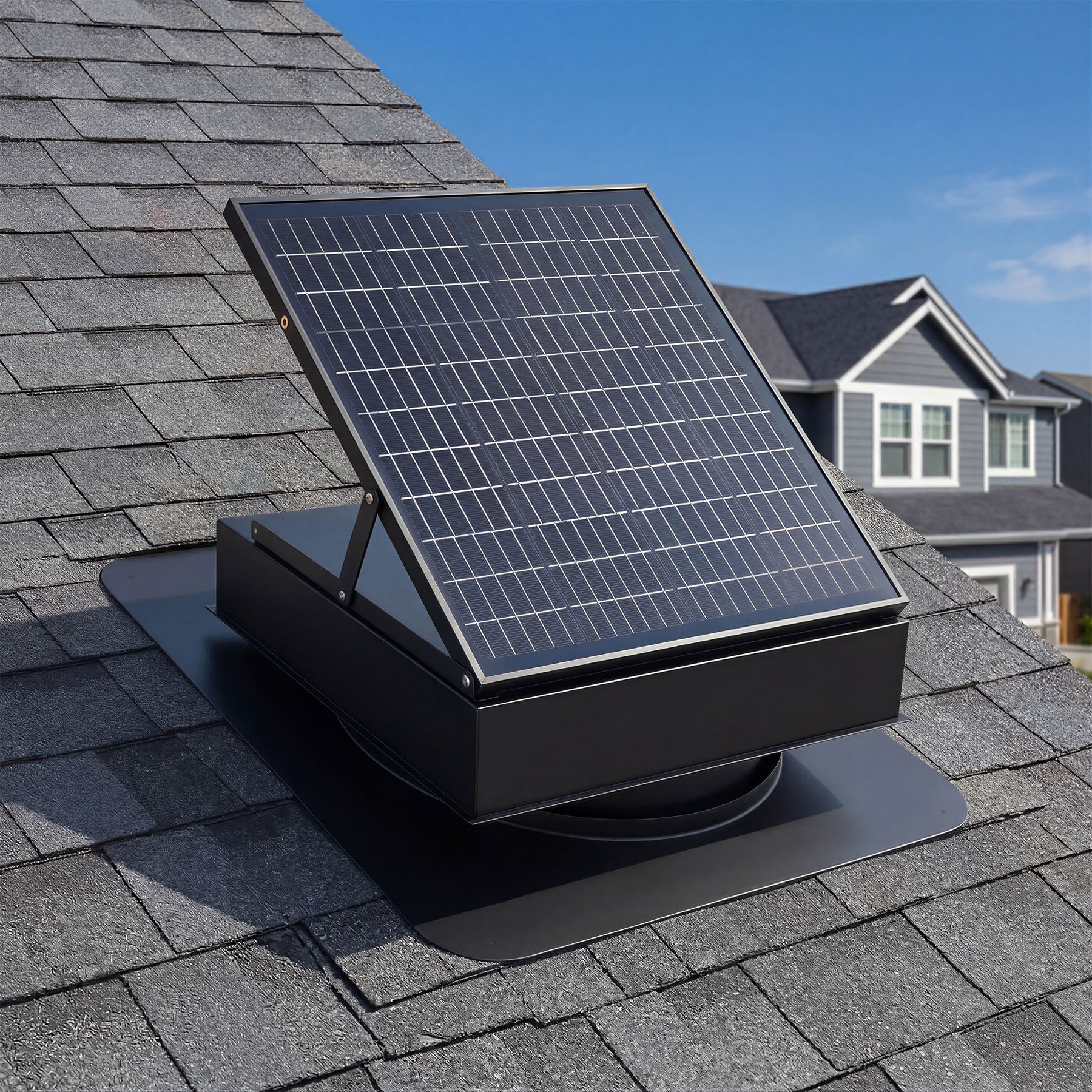 35W Solar Attic Fan, 2200 CFM Smart Roof Vent Built-in Temperature Sensors(JBSF-320E)