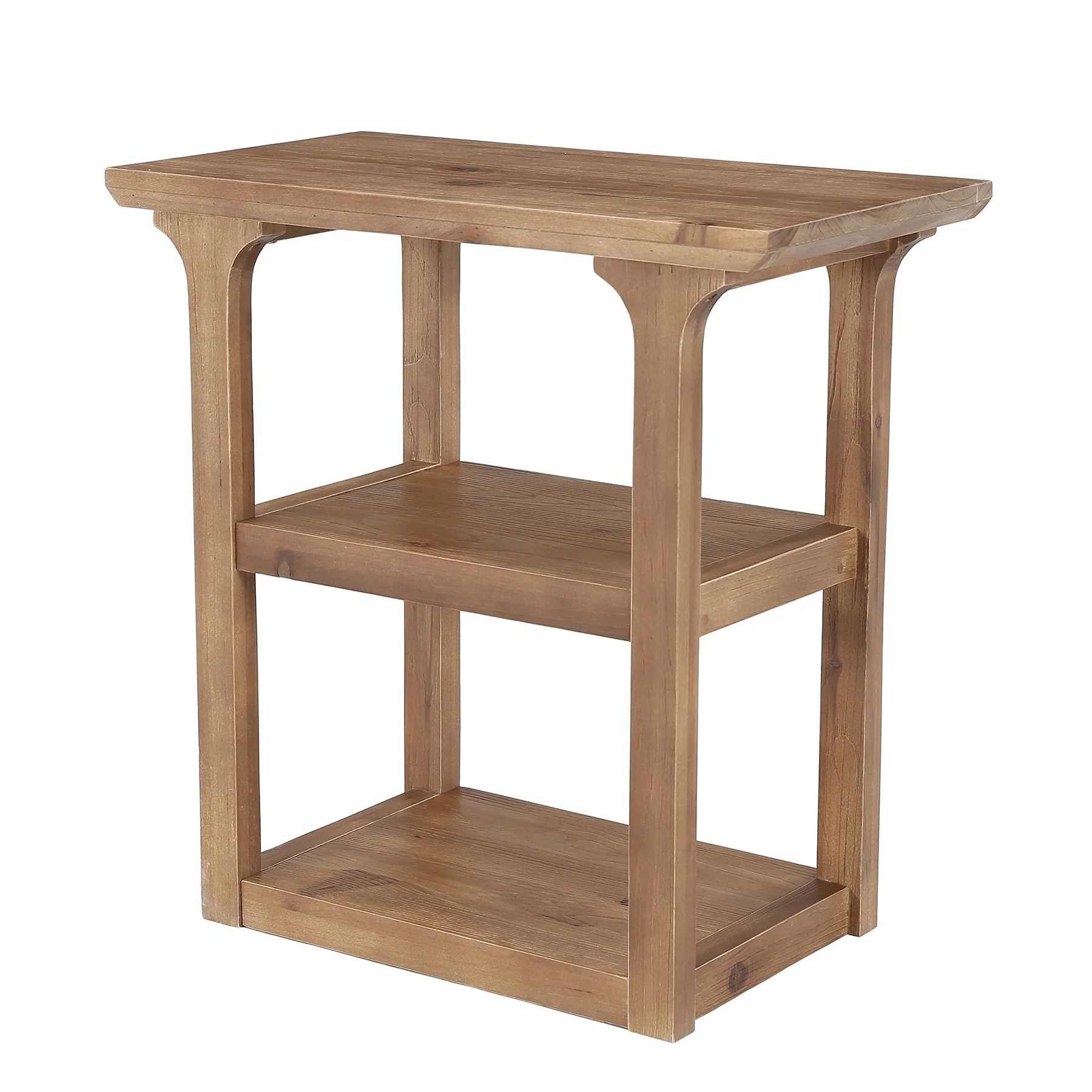 23.62" Solid Wood End Table, Farmhouse Side Table with 3-Tier Shelf for Living Room - Image 9