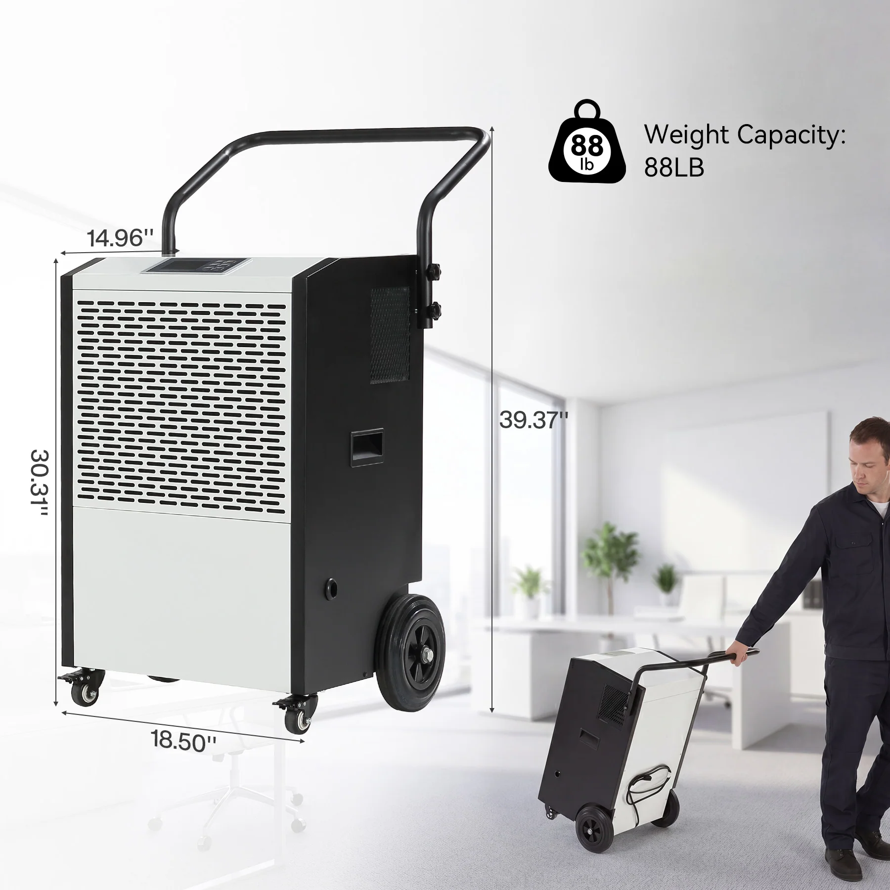 240 Pints Commercial Dehumidifier with Pump & Drain Hose for Up to 8000 Sq. Ft Large Spaces, Auto Defrost - Image 2
