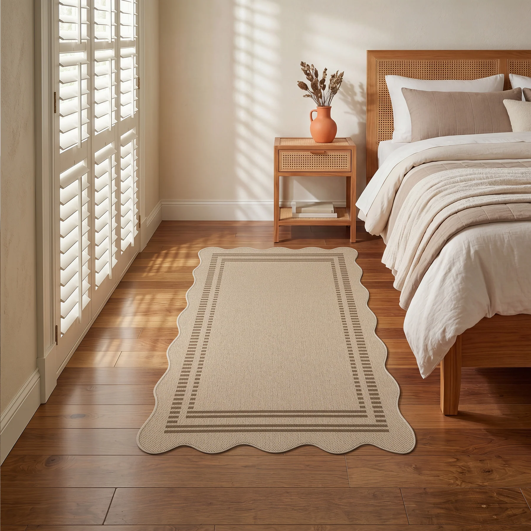 2x6/3x5/5x7 Scalloped Easy Jute Area Rugs, Tan/Checkered Washable Hallway Runner Non Slip Carpet, Oeko-Tex Certified - Image 10