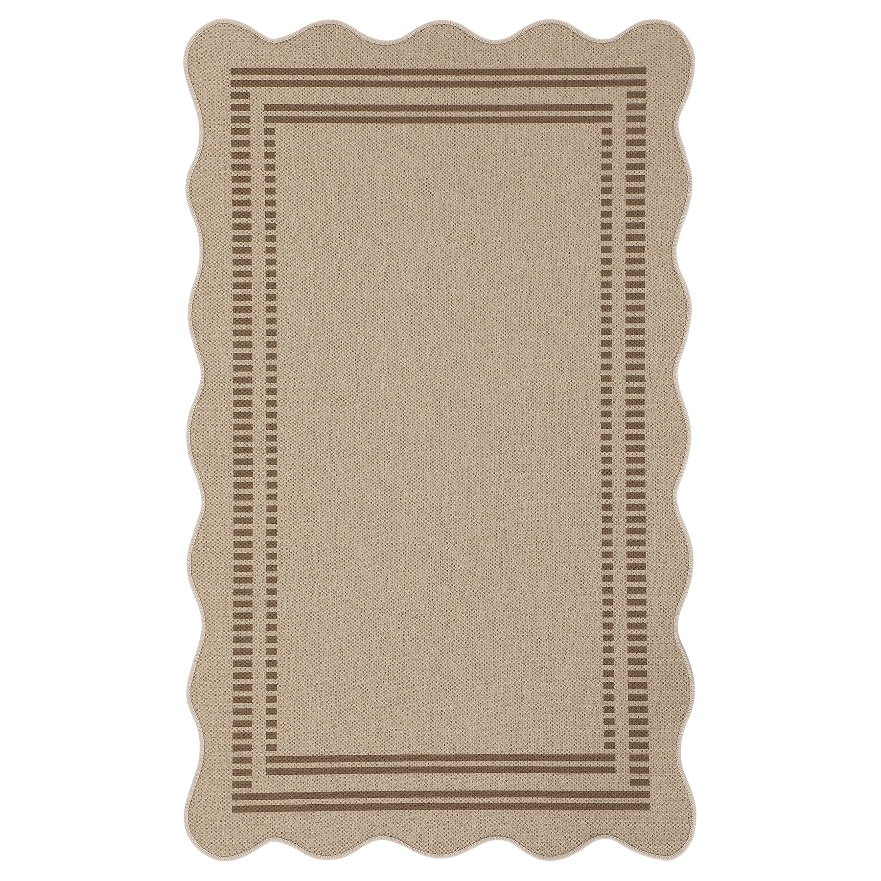 2x6/3x5/5x7 Scalloped Easy Jute Area Rugs, Tan/Checkered Washable Hallway Runner Non Slip Carpet, Oeko-Tex Certified - Image 14