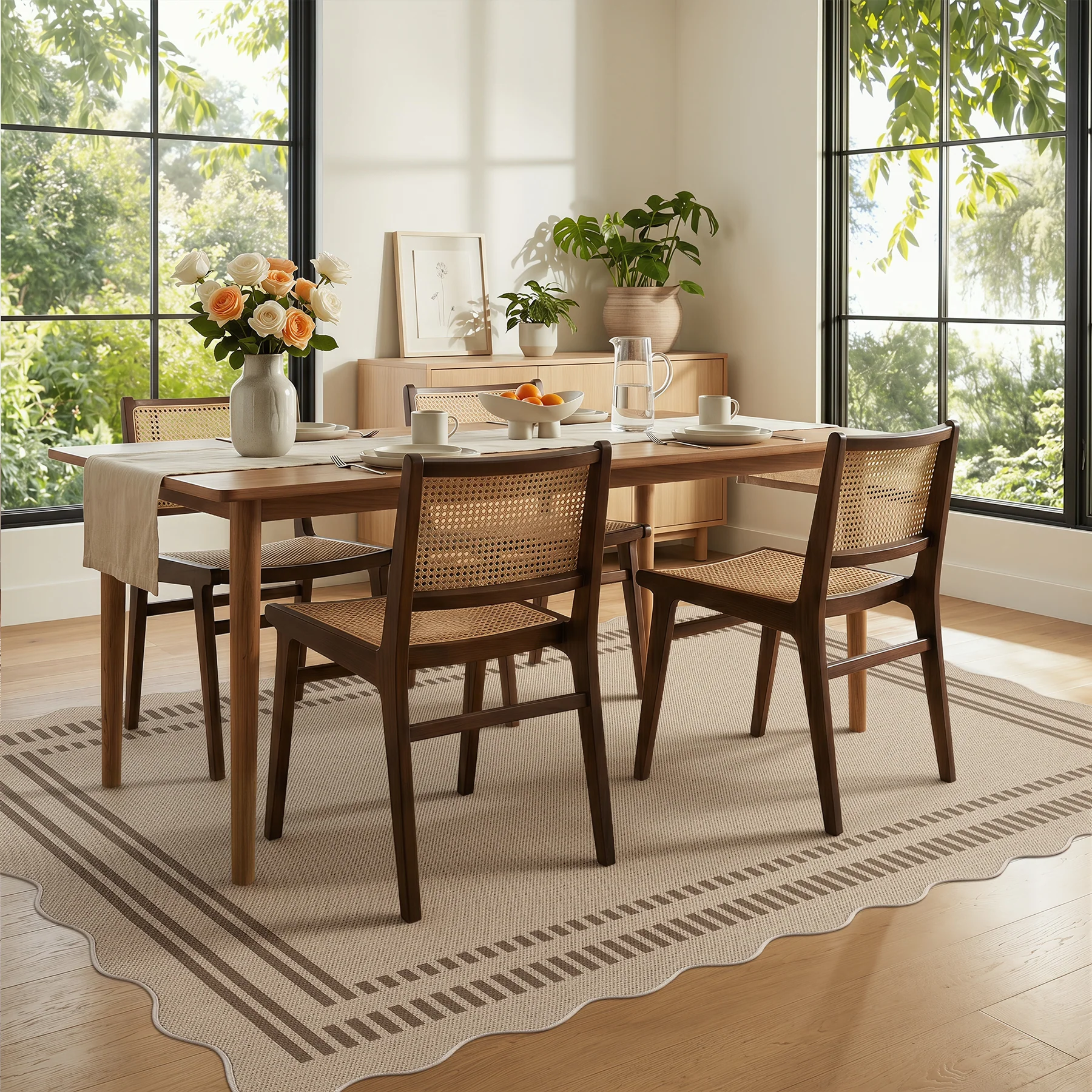 2x6/3x5/5x7 Scalloped Easy Jute Area Rugs, Tan/Checkered Washable Hallway Runner Non Slip Carpet, Oeko-Tex Certified - Image 18