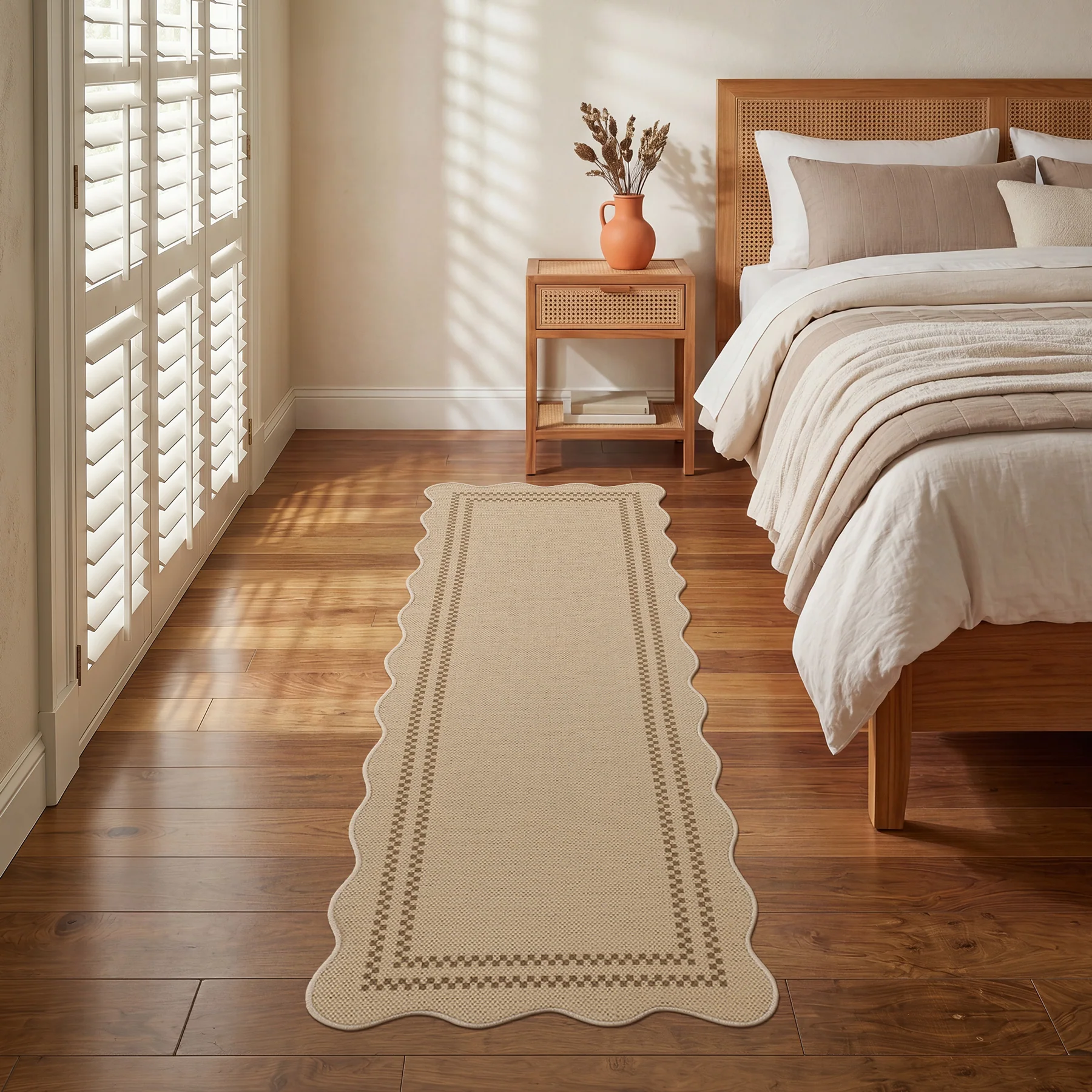 2x6/3x5/5x7 Scalloped Easy Jute Area Rugs, Tan/Checkered Washable Hallway Runner Non Slip Carpet, Oeko-Tex Certified - Image 24