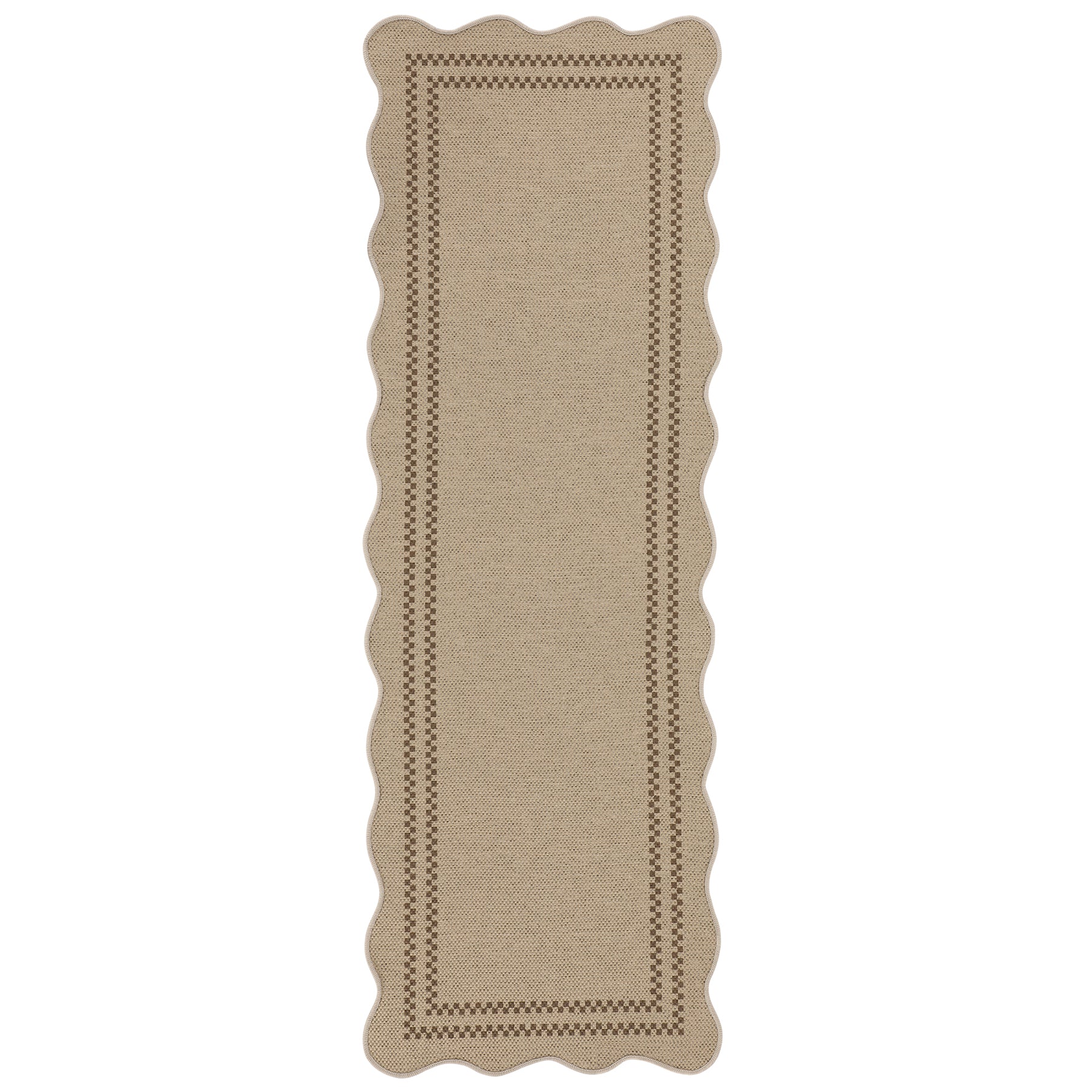 2x6/3x5/5x7 Scalloped Easy Jute Area Rugs, Tan/Checkered Washable Hallway Runner Non Slip Carpet, Oeko-Tex Certified - Image 25