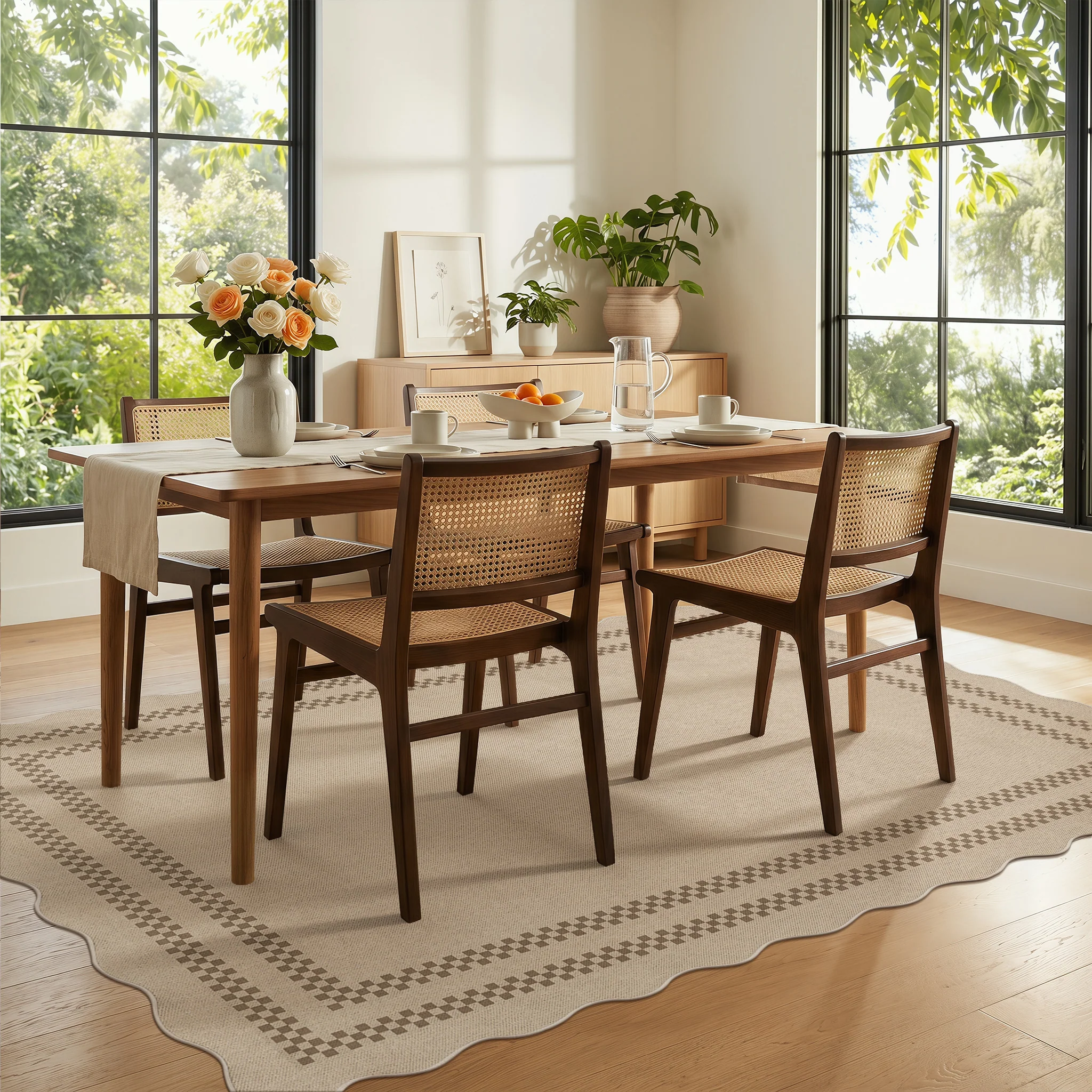 2x6/3x5/5x7 Scalloped Easy Jute Area Rugs, Tan/Checkered Washable Hallway Runner Non Slip Carpet, Oeko-Tex Certified - Image 34