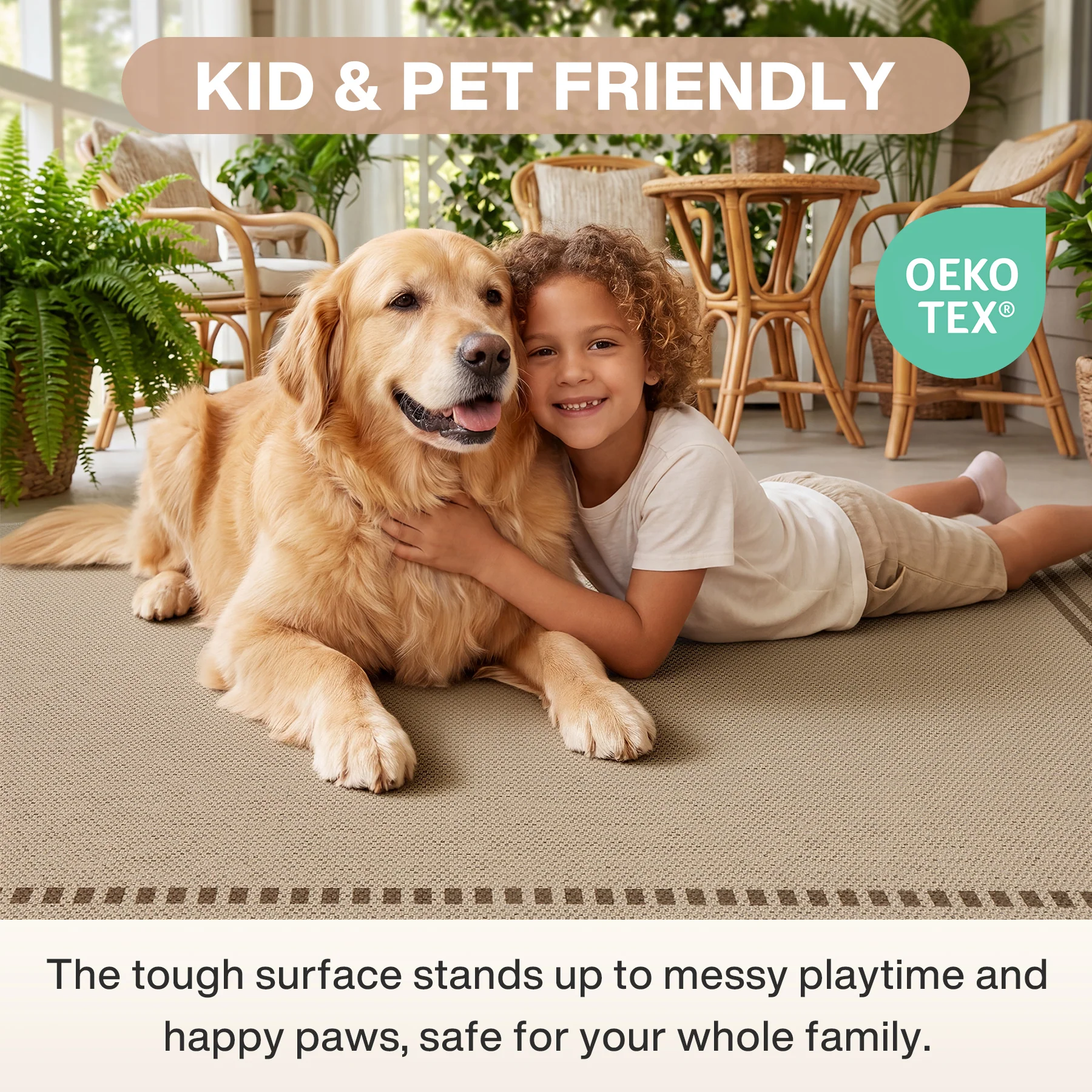 2x6/3x5/5x7 Scalloped Easy Jute Area Rugs, Tan/Checkered Washable Hallway Runner Non Slip Carpet, Oeko-Tex Certified - Image 37