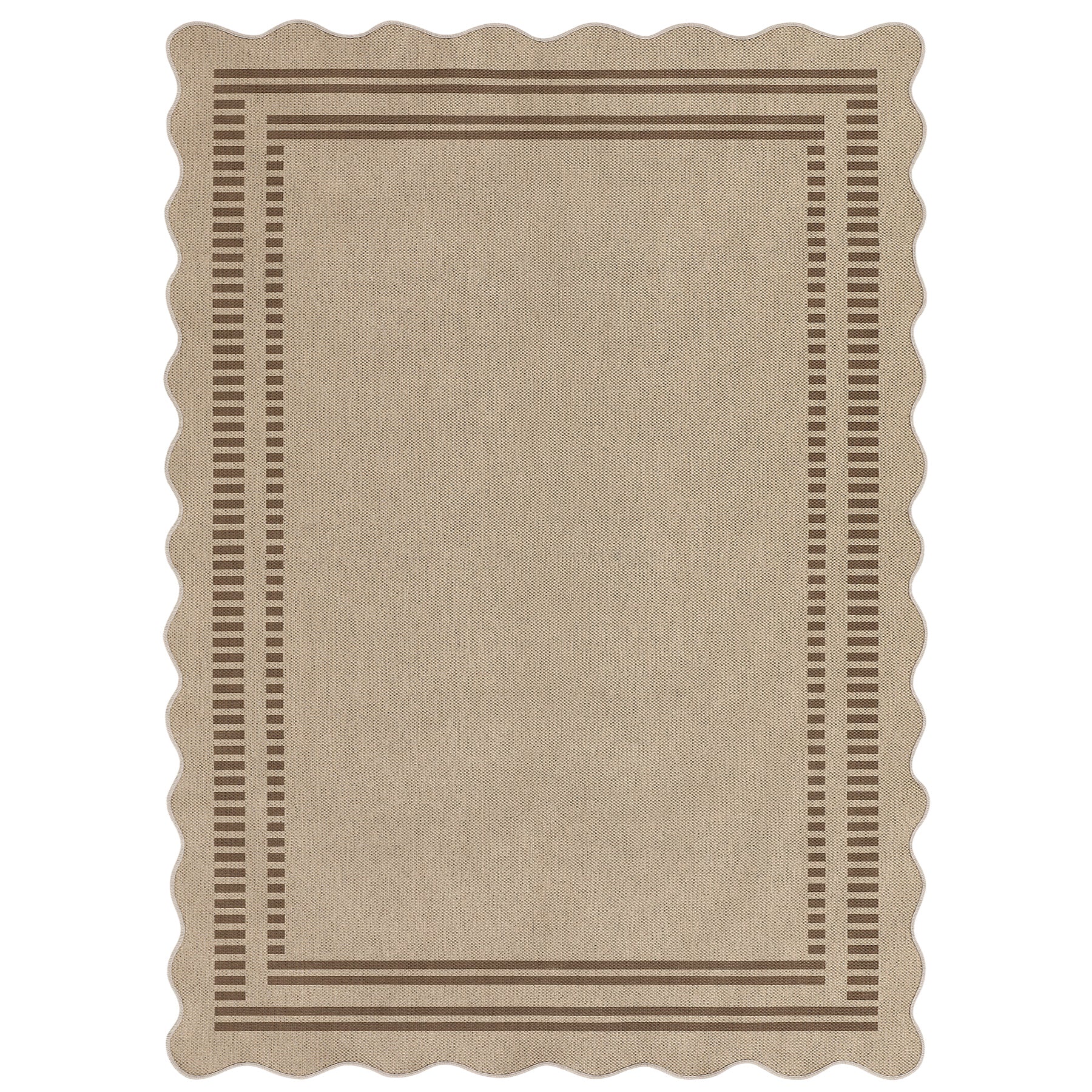 2x6/3x5/5x7 Scalloped Easy Jute Area Rugs, Tan/Checkered Washable Hallway Runner Non Slip Carpet, Oeko-Tex Certified - Image 40