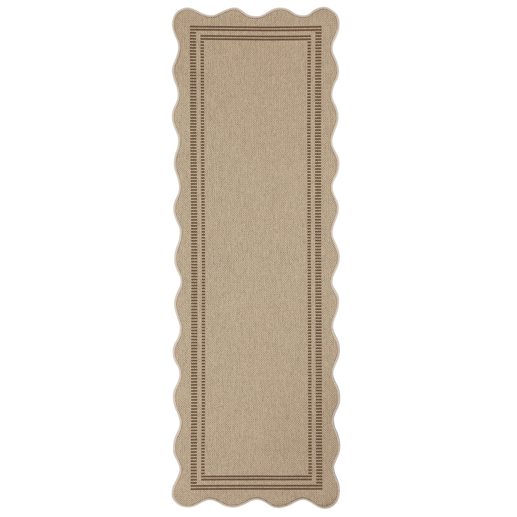 2x6/3x5/5x7 Scalloped Easy Jute Area Rugs, Tan/Checkered Washable Hallway Runner Non Slip Carpet, Oeko-Tex Certified - Image 7