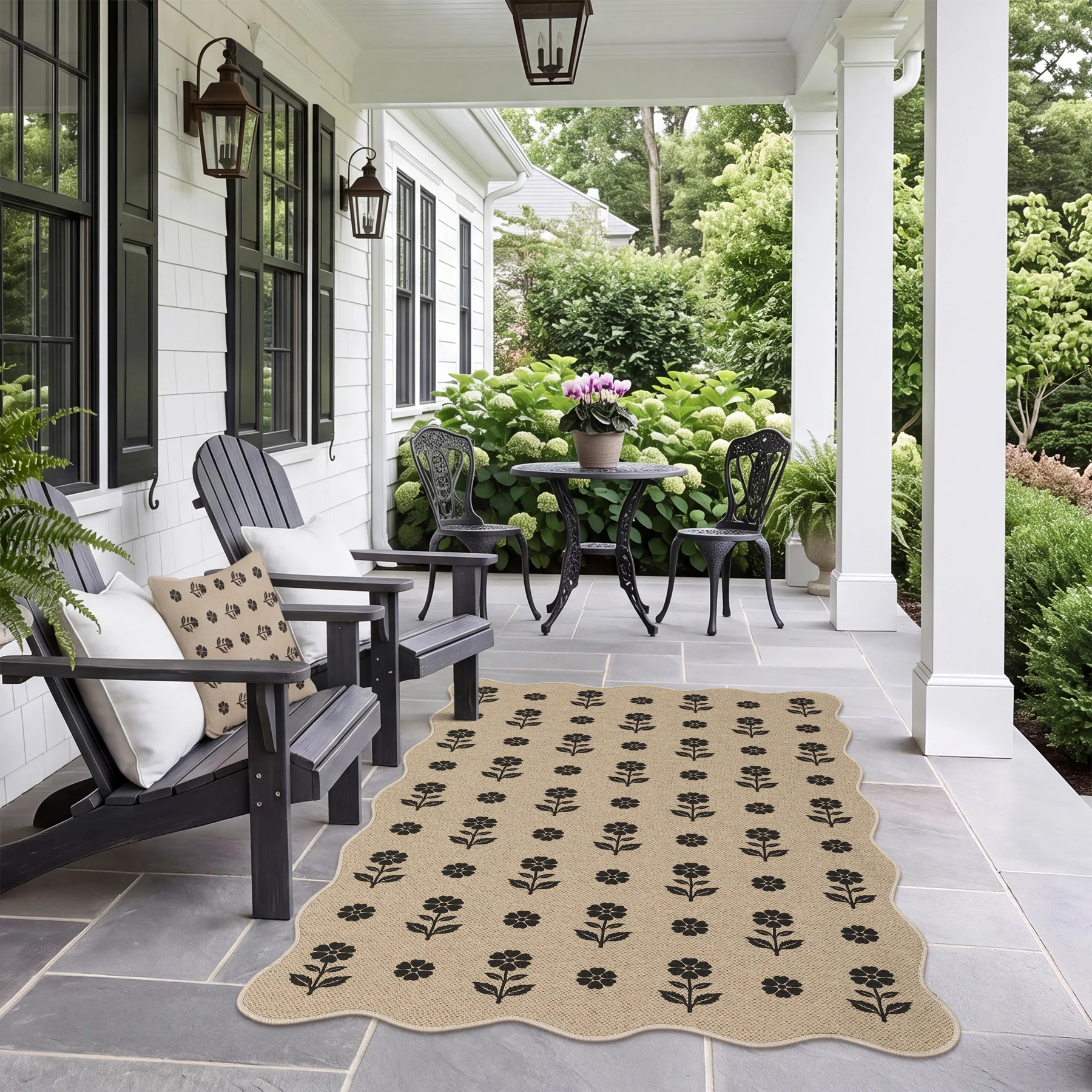 2x6/3x5 Floral Easy Jute Hallway Runner Rug, Scalloped Kitchen Runner Rug Non Skid Washable Indoor Carpet, Oeko-Tex Certified - Image 10