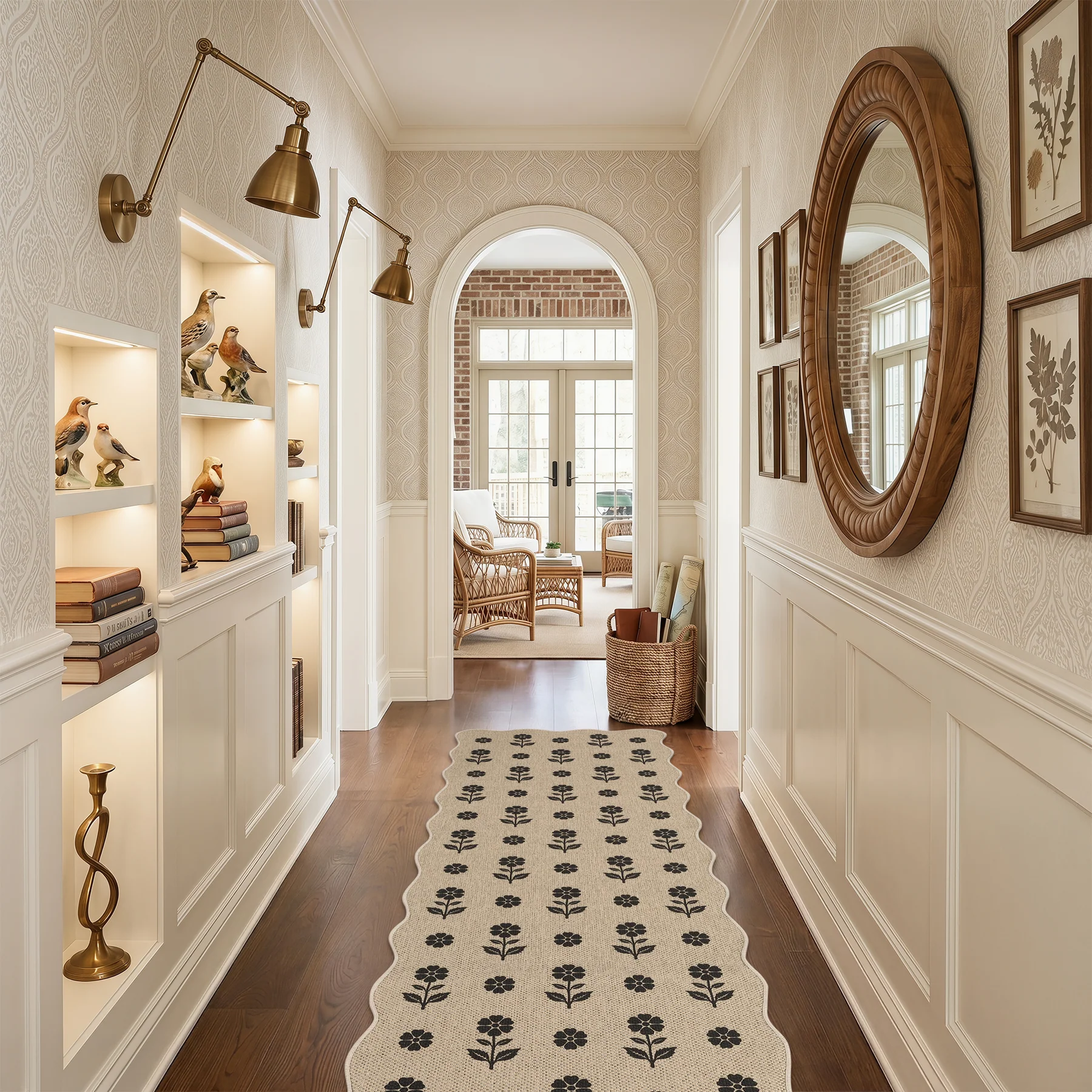 2x6/3x5 Floral Easy Jute Hallway Runner Rug, Scalloped Kitchen Runner Rug Non Skid Washable Indoor Carpet, Oeko-Tex Certified - Image 6