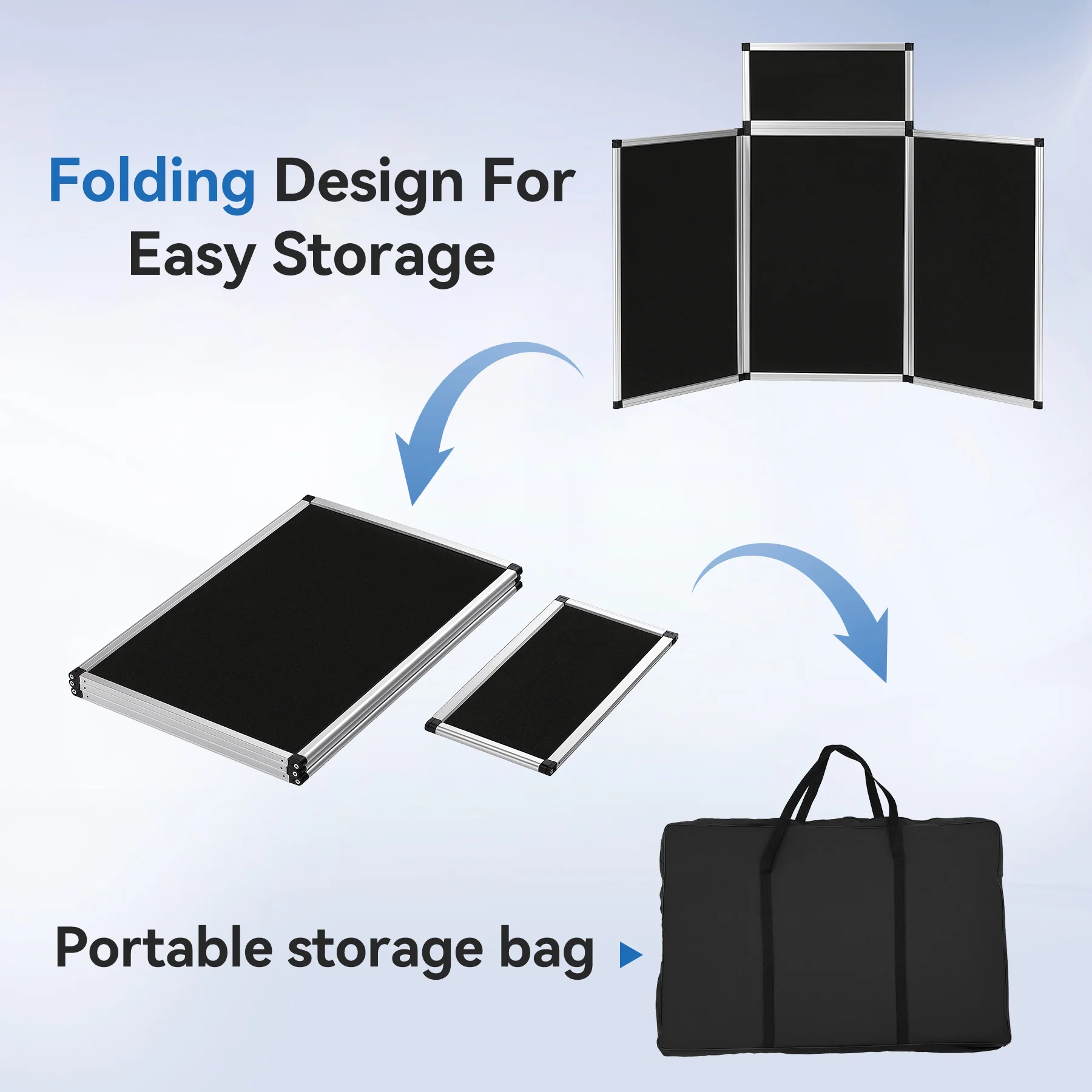 70.8" Folding Presentation Board, 3+1 Panel Trade Portable Panel Display - Image 7