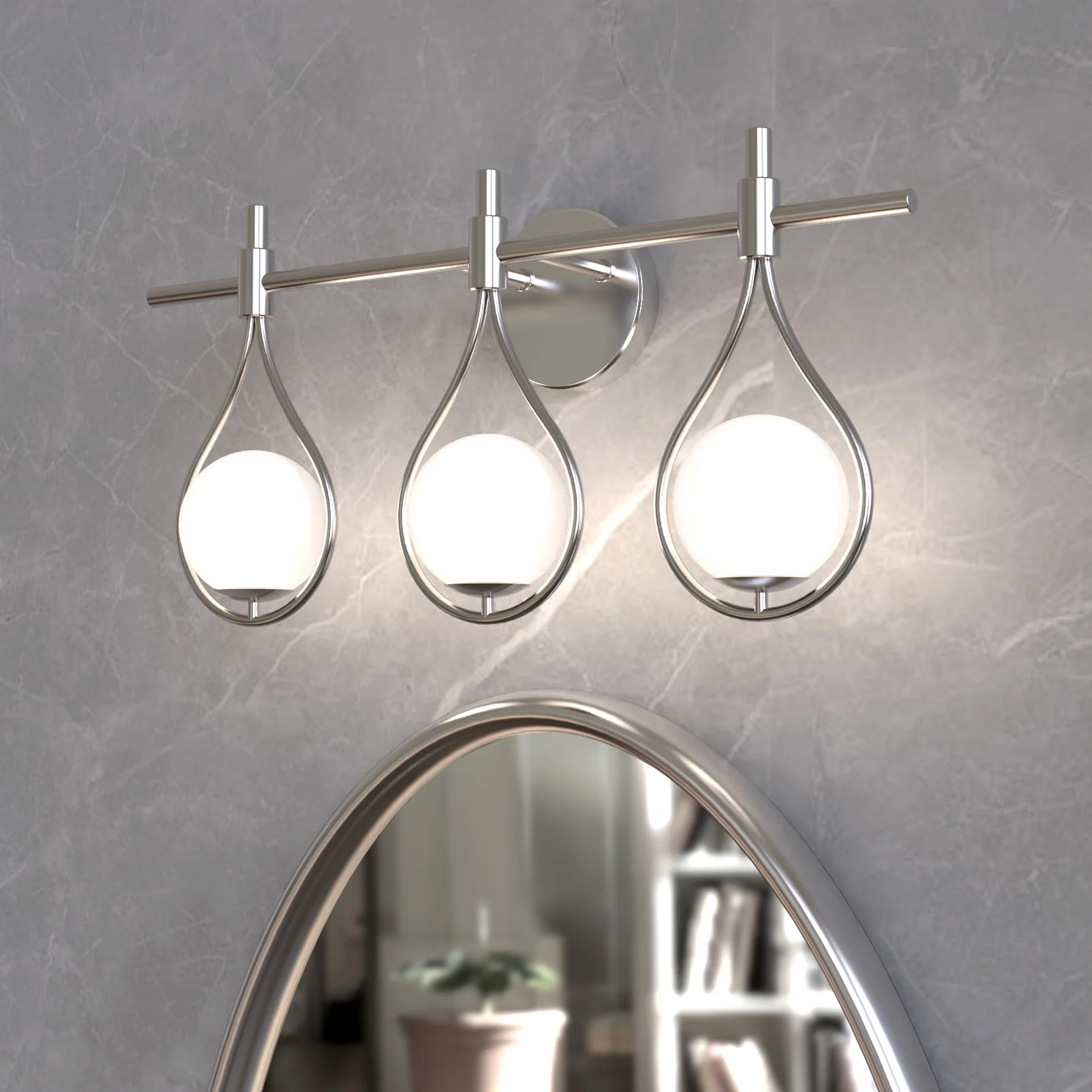 3-Light Bathroom Vanity Light, 22.5" Wall Lighting Fixture with Glass Shades