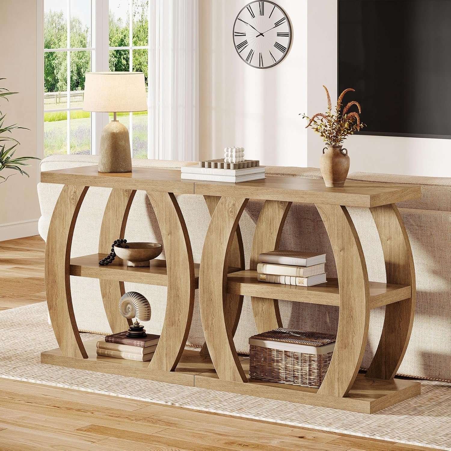 23.6" End Table, 3-Tier Farmhouse Side Table with  Geometric Frame - Image 6
