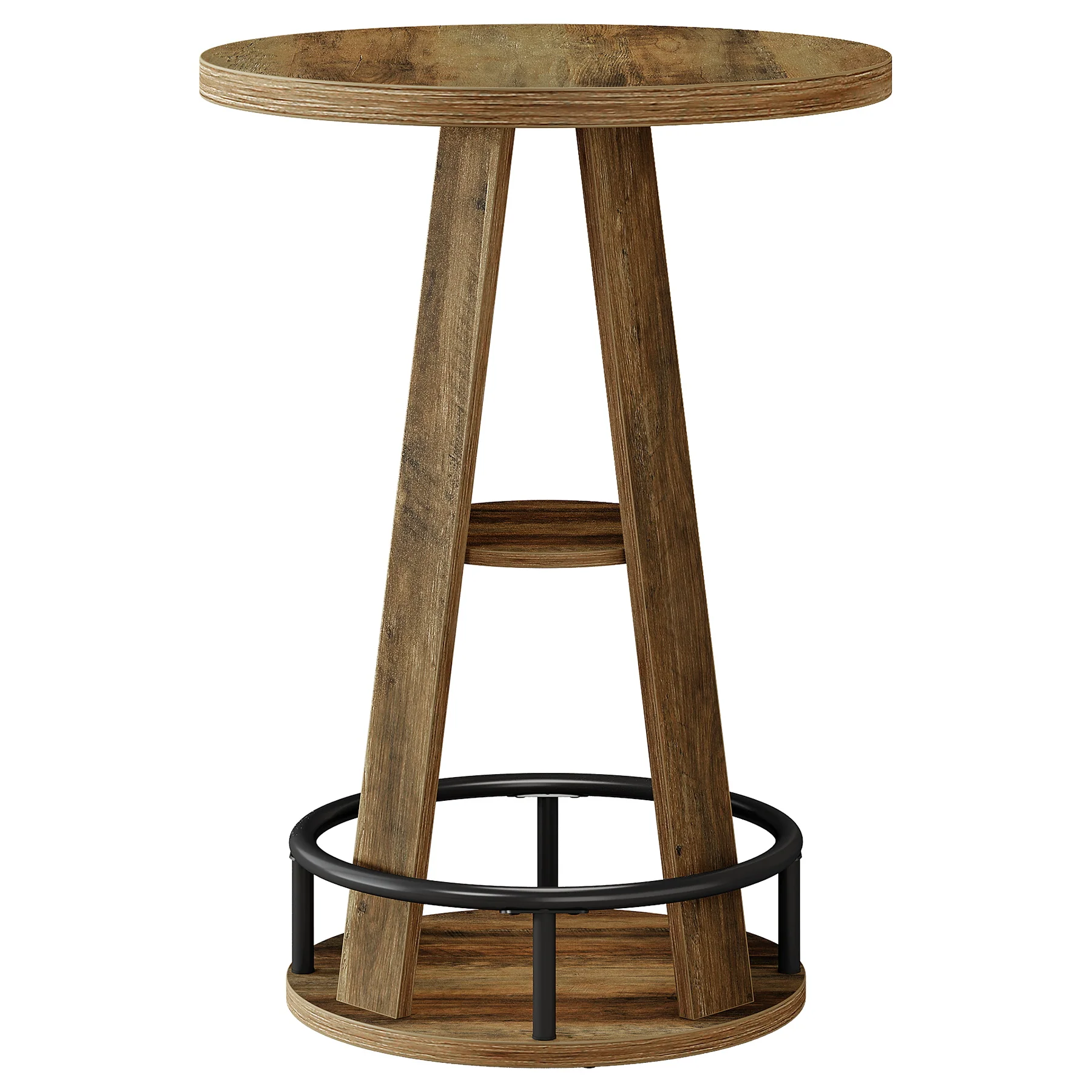 39.4" Bar Table, 3-Tier High Top Bistro Table Cocktail Pub Tables with Metal Footrest - Image 10