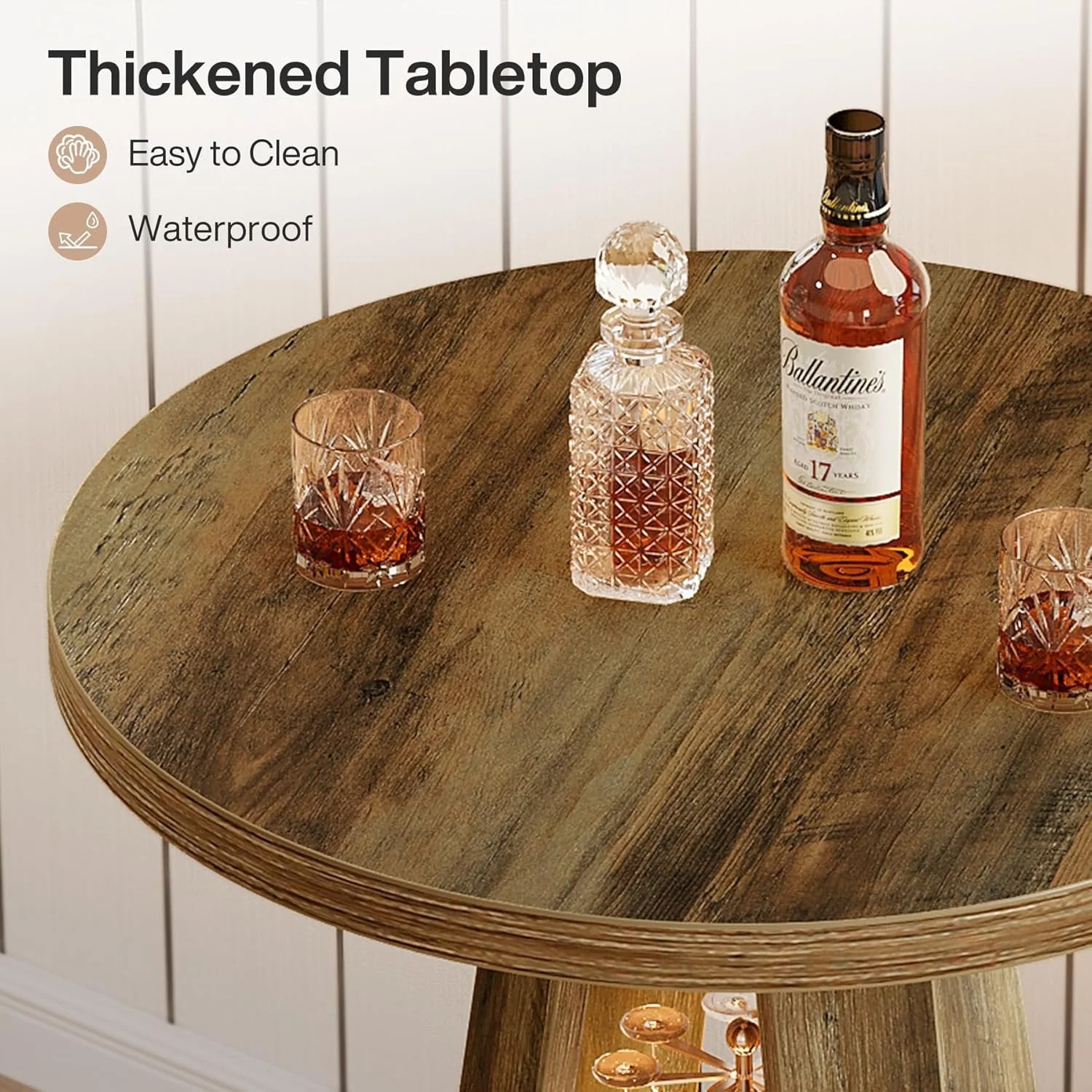 39.4" Bar Table, 3-Tier High Top Bistro Table Cocktail Pub Tables with Metal Footrest - Image 8