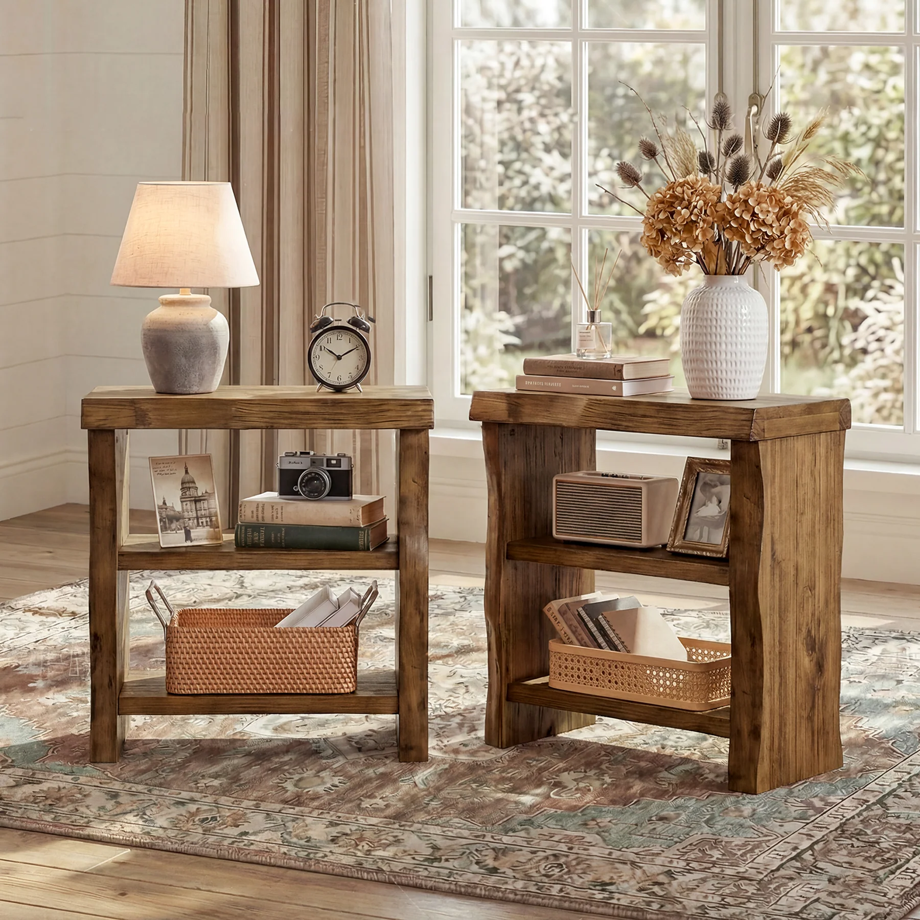 Tribesigns Solid Wood End Table, 3-Tier Live Edge Side Table for Bedroom - Image 6