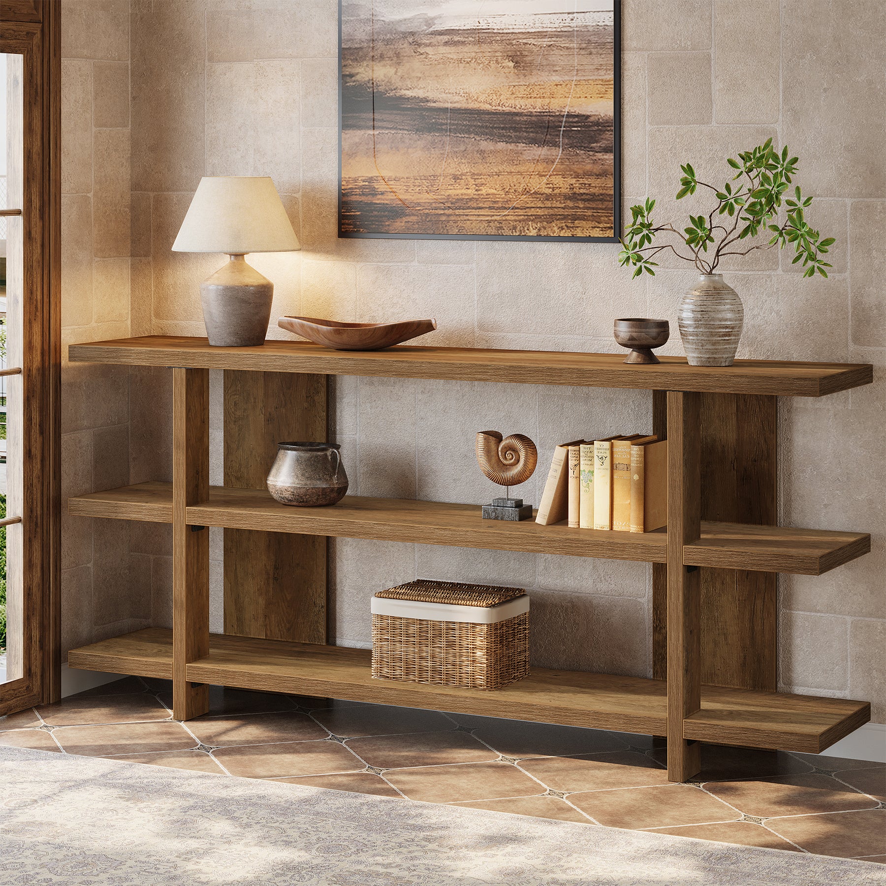 63" Console Table, 3-Tier Narrow Entryway Table Accent Furniture