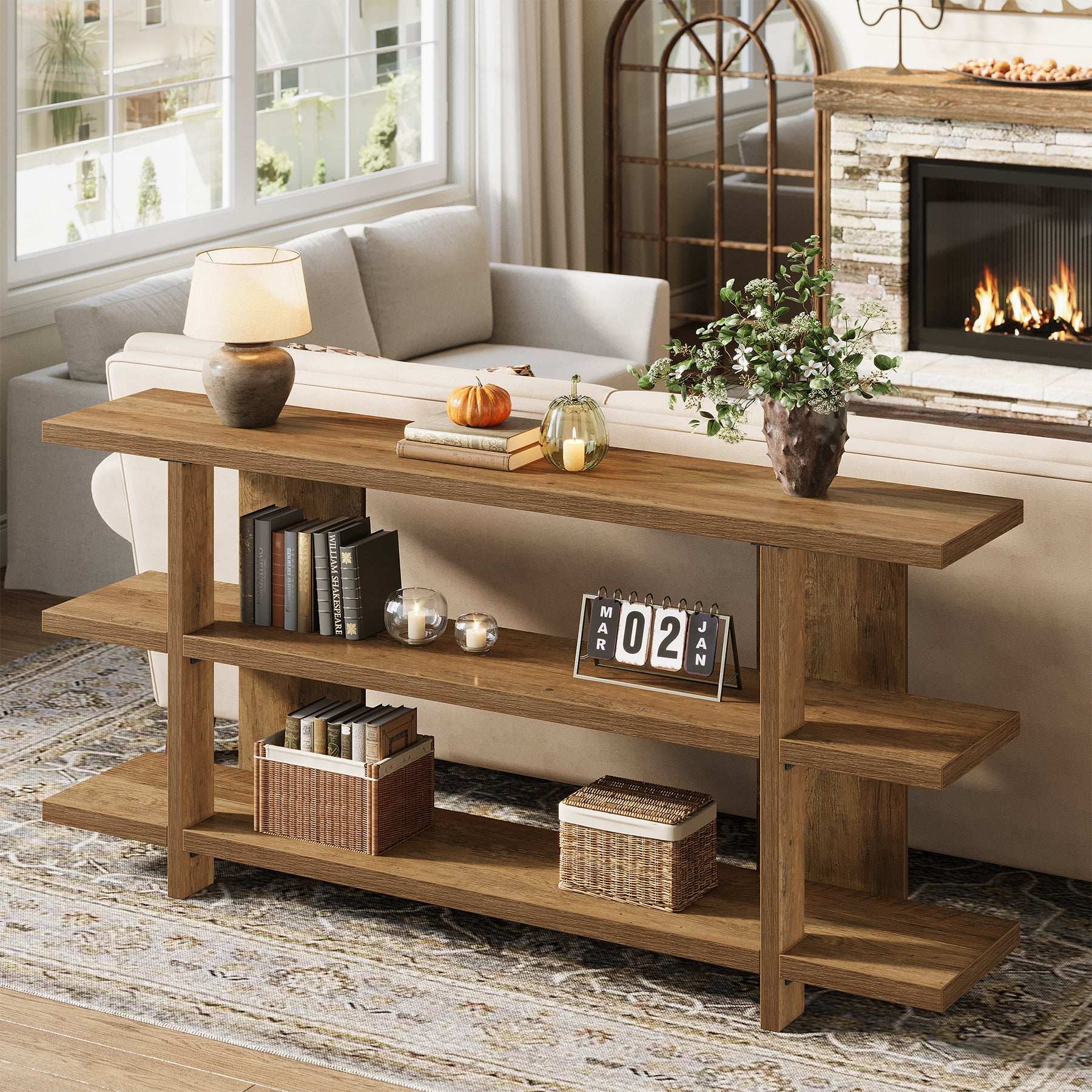 63" Console Table, 3-Tier Narrow Entryway Table Accent Furniture - Image 5