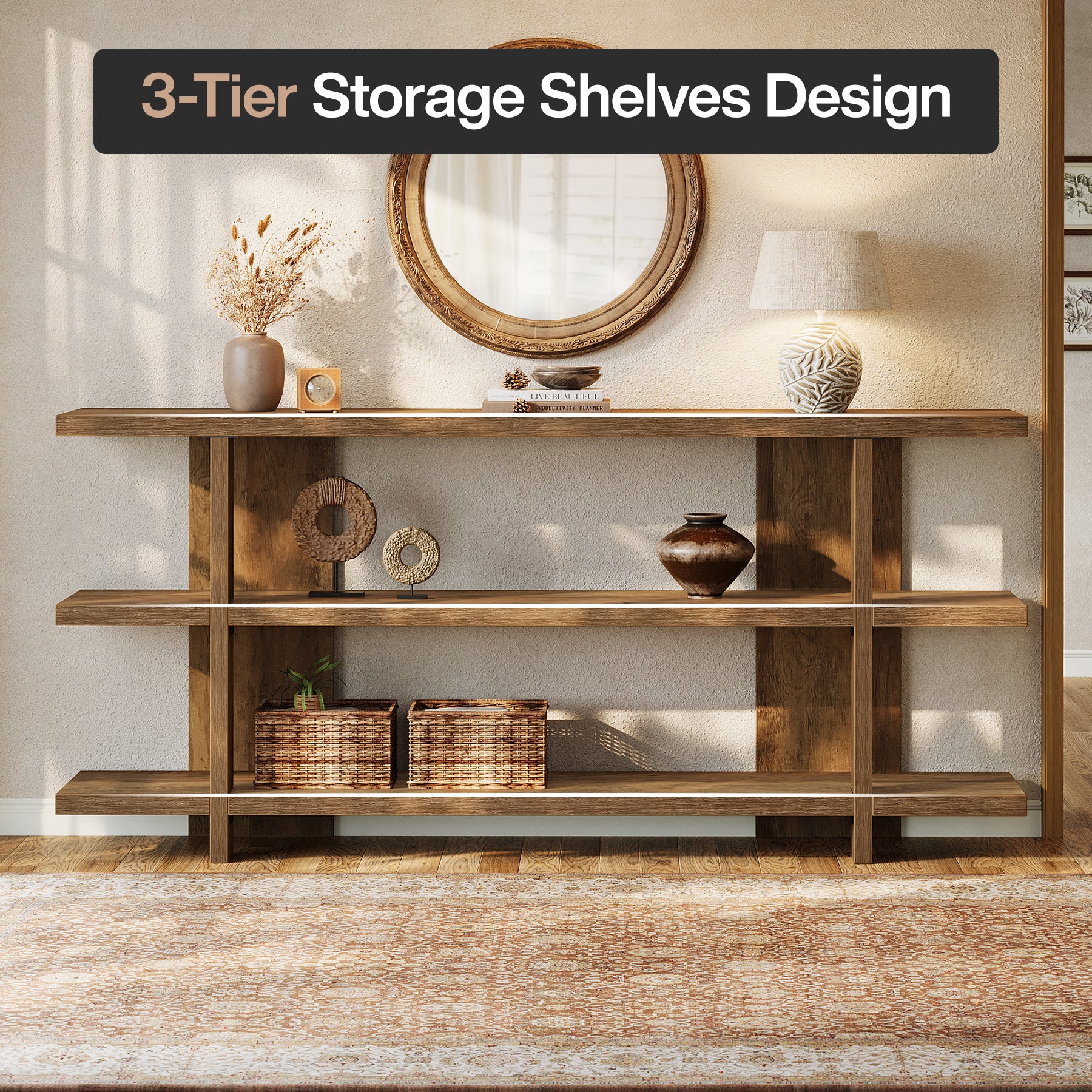 63" Console Table, 3-Tier Narrow Entryway Table Accent Furniture - Image 8