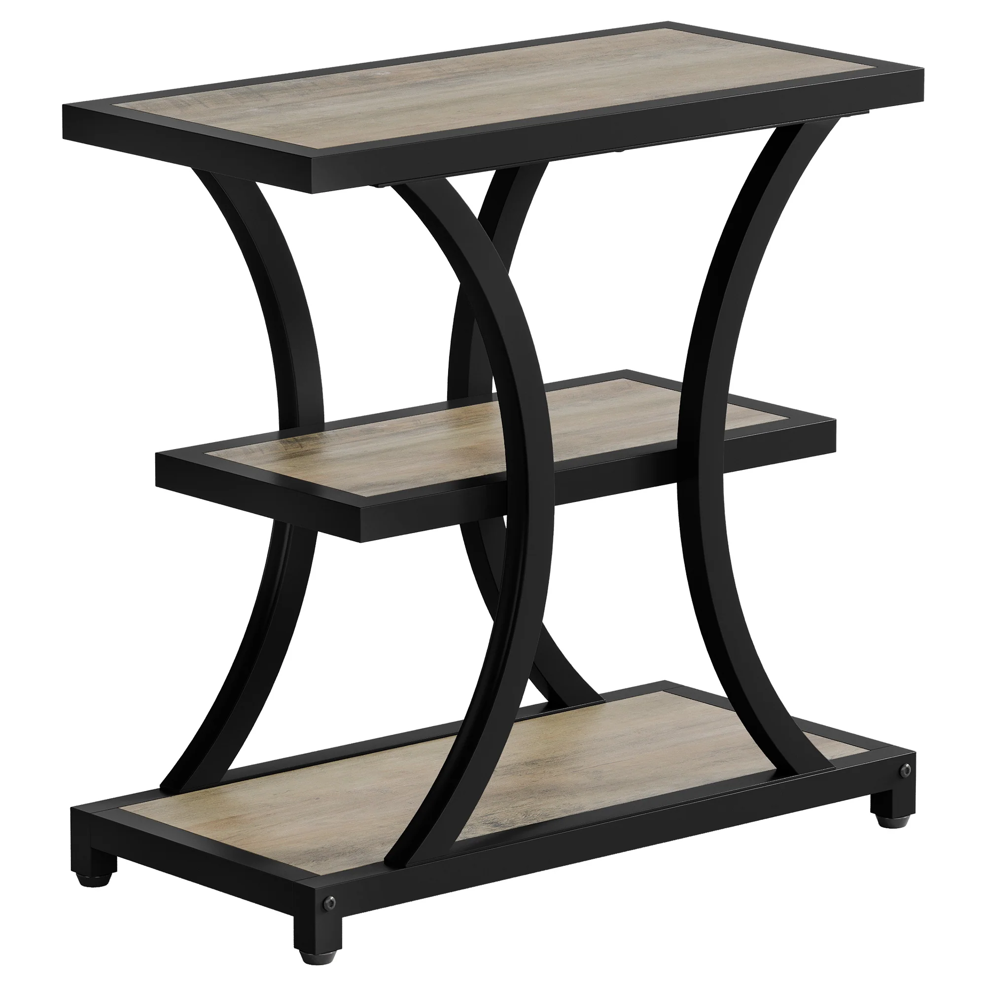 23.6" End Table, 3-Tier Side Table Nightstand with Geometric Design - Image 11