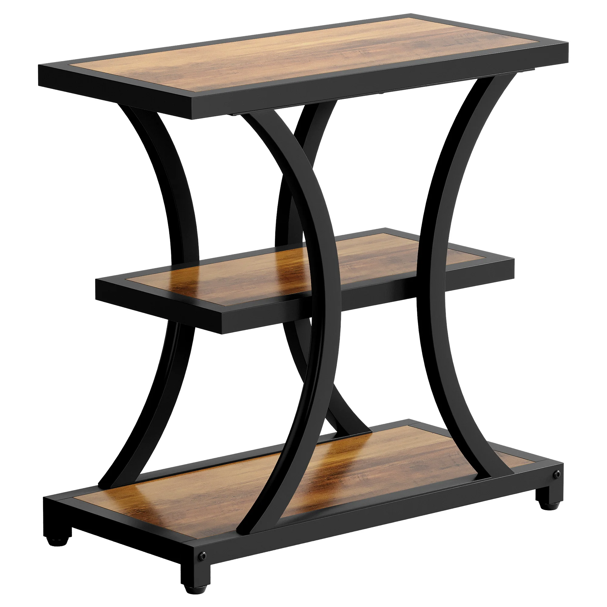 23.6" End Table, 3-Tier Side Table Nightstand with Geometric Design - Image 12