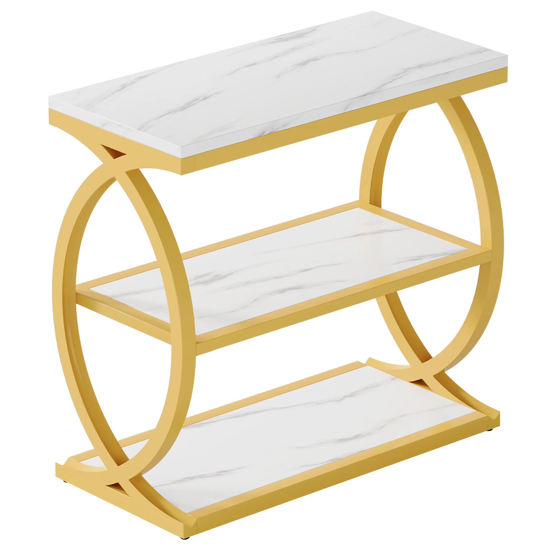 23.6" End Table, Narrow 3-Tier Side Table with Oval Metal Frame - Image 11