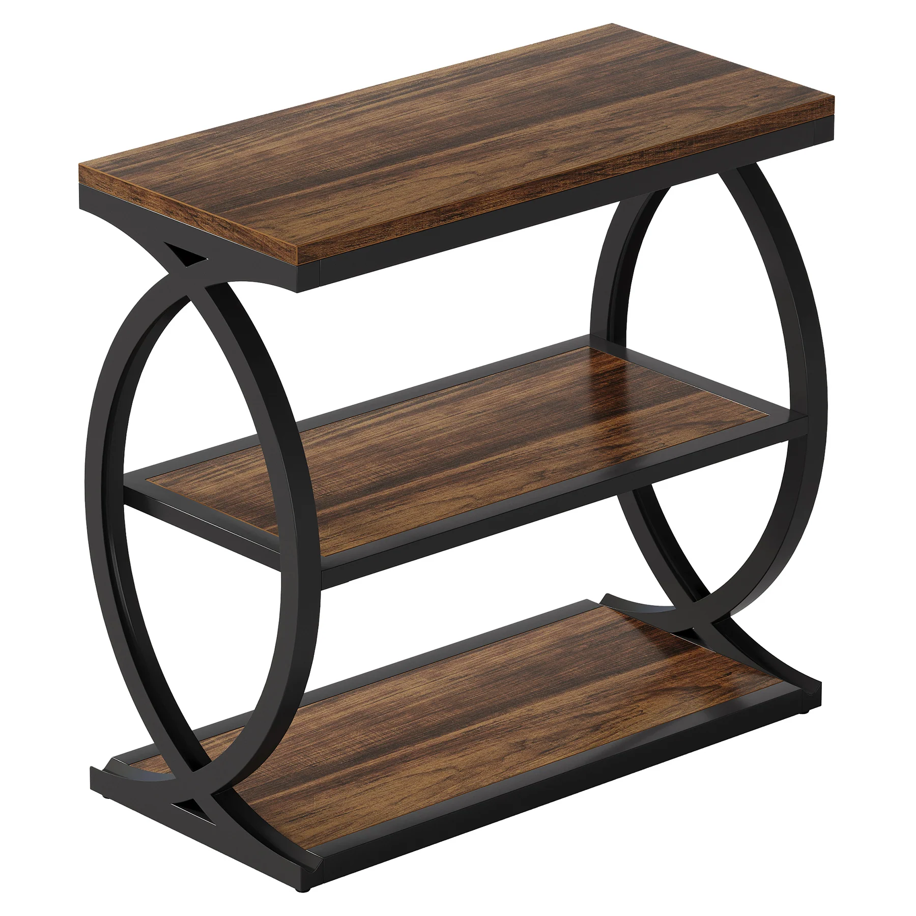 23.6" End Table, Narrow 3-Tier Side Table with Oval Metal Frame - Image 12