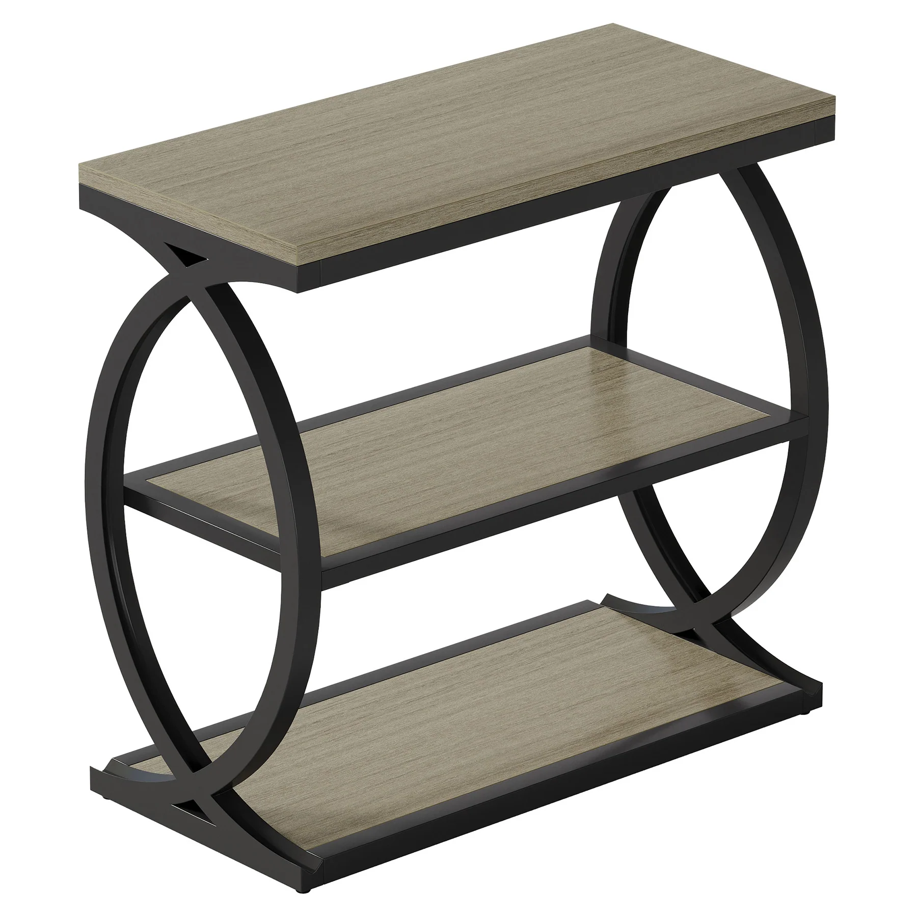 23.6" End Table, Narrow 3-Tier Side Table with Oval Metal Frame - Image 9