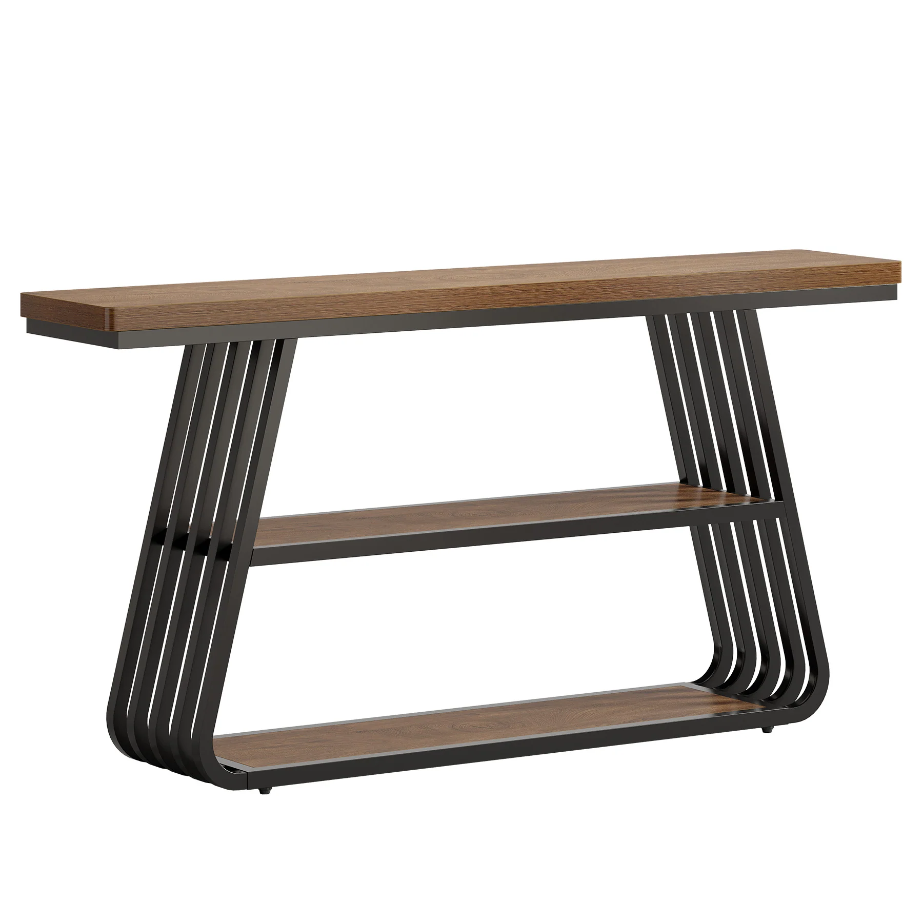 55" Console Table, 3-Tier Sofa Table With Iron Frame For Living Room - Image 9