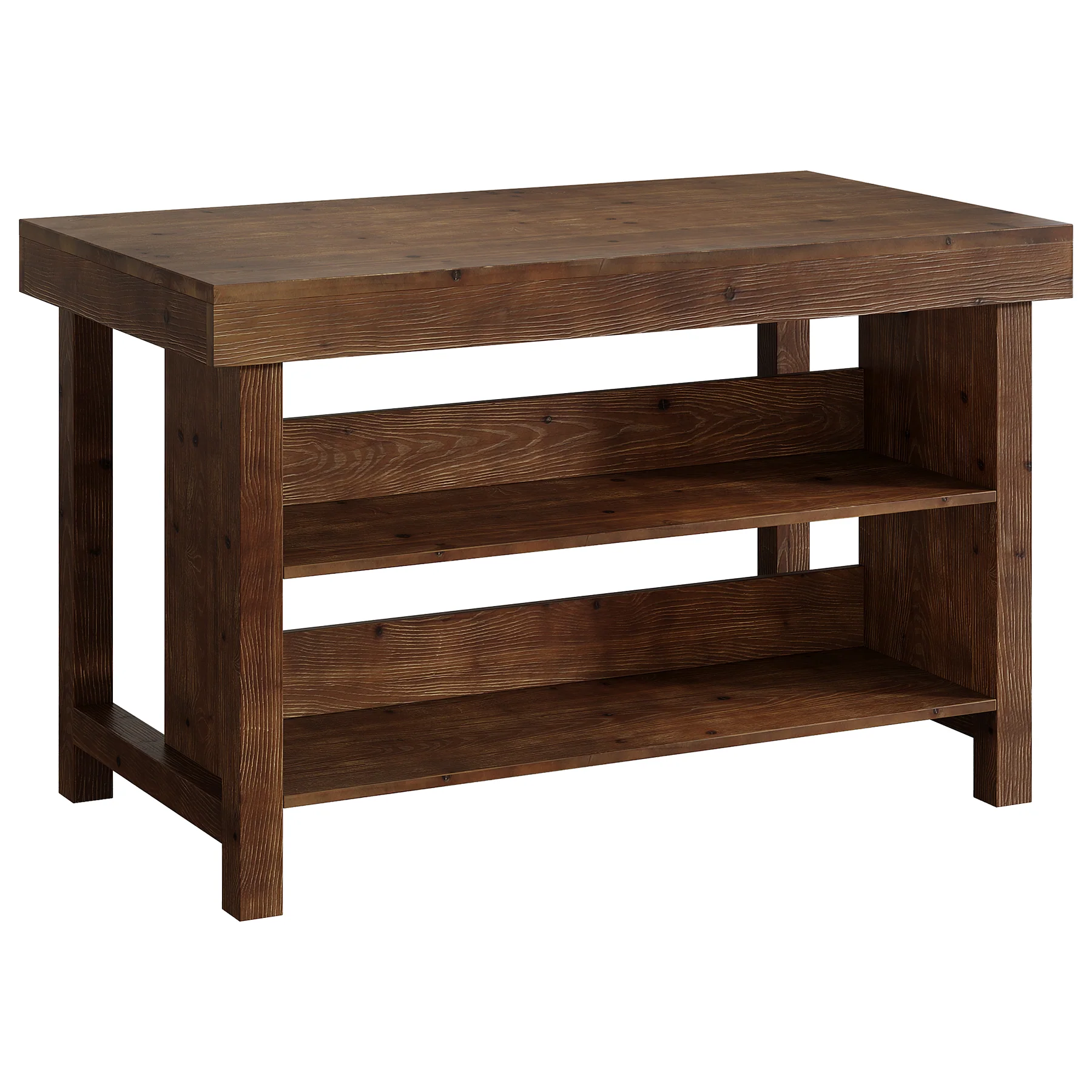 55" Farmhouse Bar Table, 3-Tier Solid Wood Bar Unit with Open Storage Shelves - Image 12
