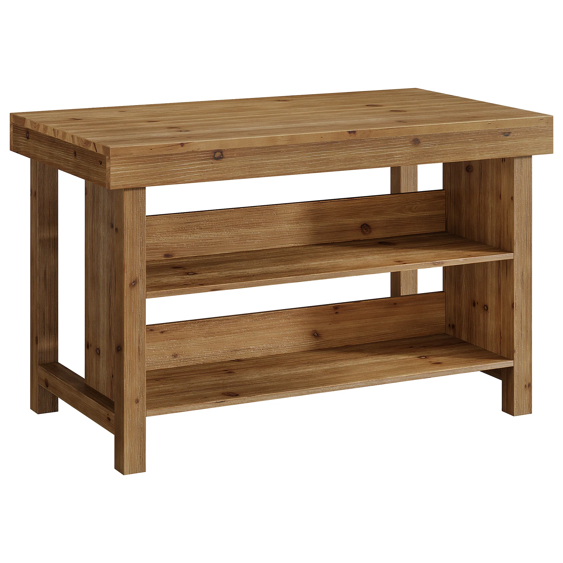 55" Farmhouse Bar Table, 3-Tier Solid Wood Bar Unit with Open Storage Shelves - Image 13