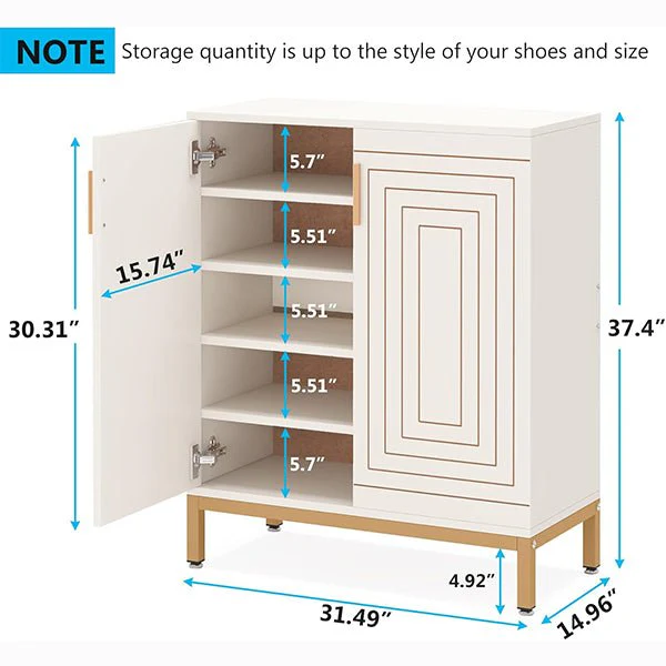 31.49" Shoe Cabinet with Doors for 20 Pairs, 5 Tier Modern Freestanding Shoe Storage Organizer - Image 10