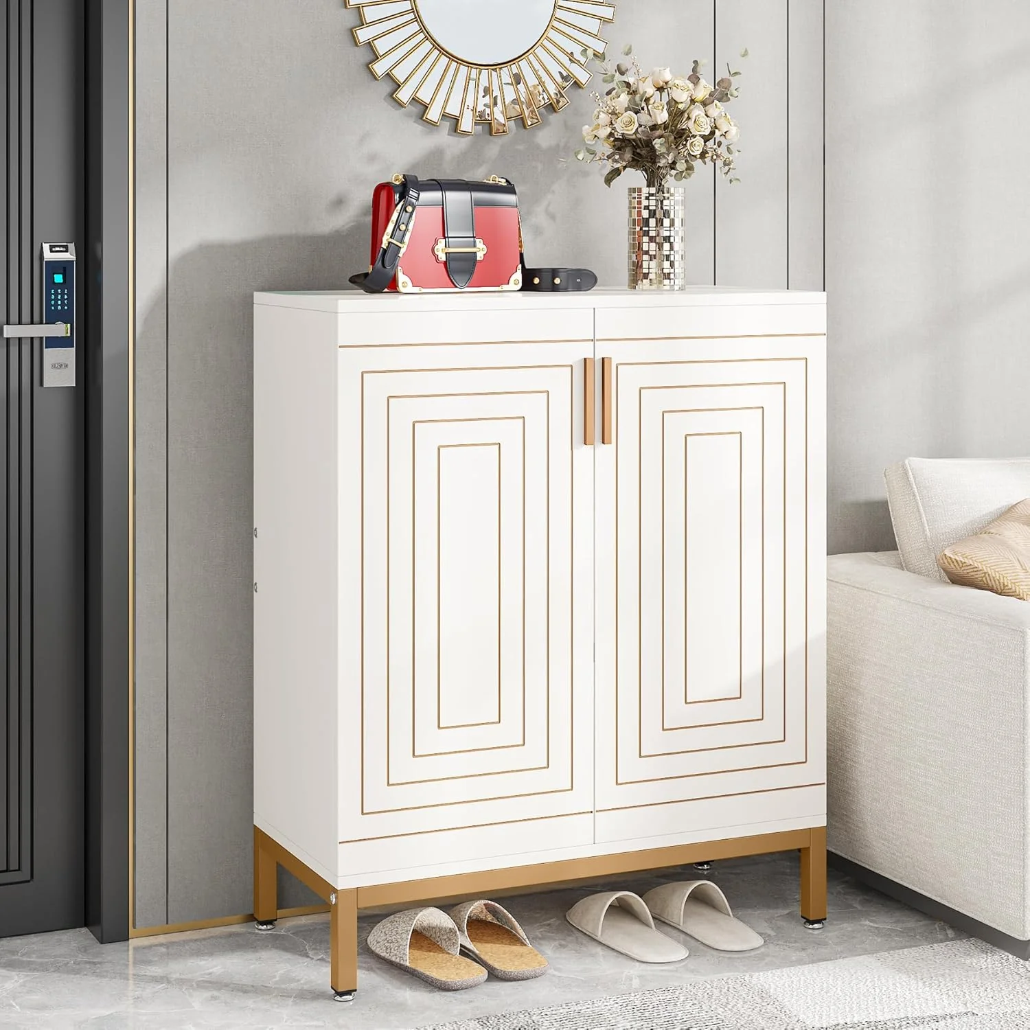 31.49" Shoe Cabinet with Doors for 20 Pairs, 5 Tier Modern Freestanding Shoe Storage Organizer - Image 11