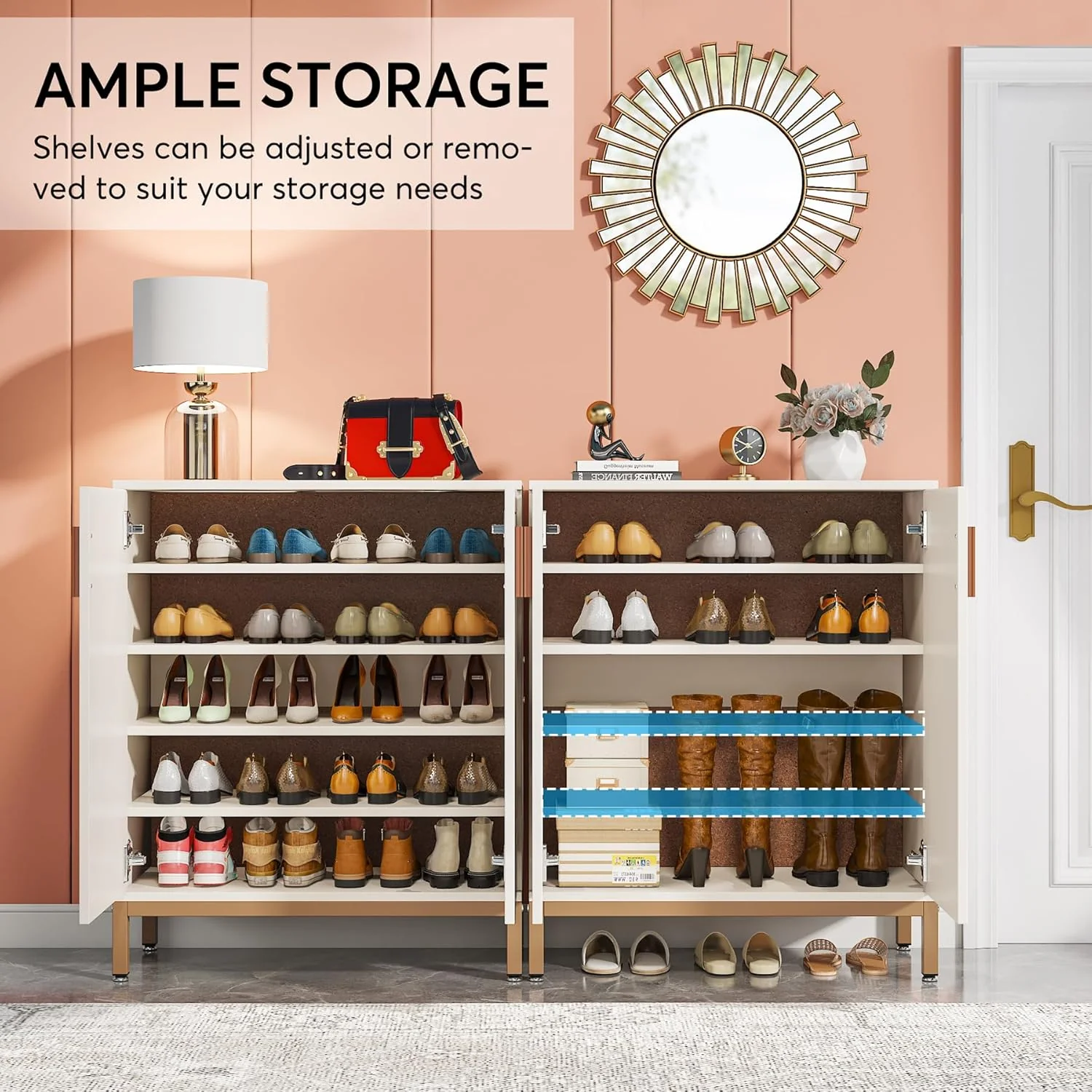 31.49" Shoe Cabinet with Doors for 20 Pairs, 5 Tier Modern Freestanding Shoe Storage Organizer - Image 13
