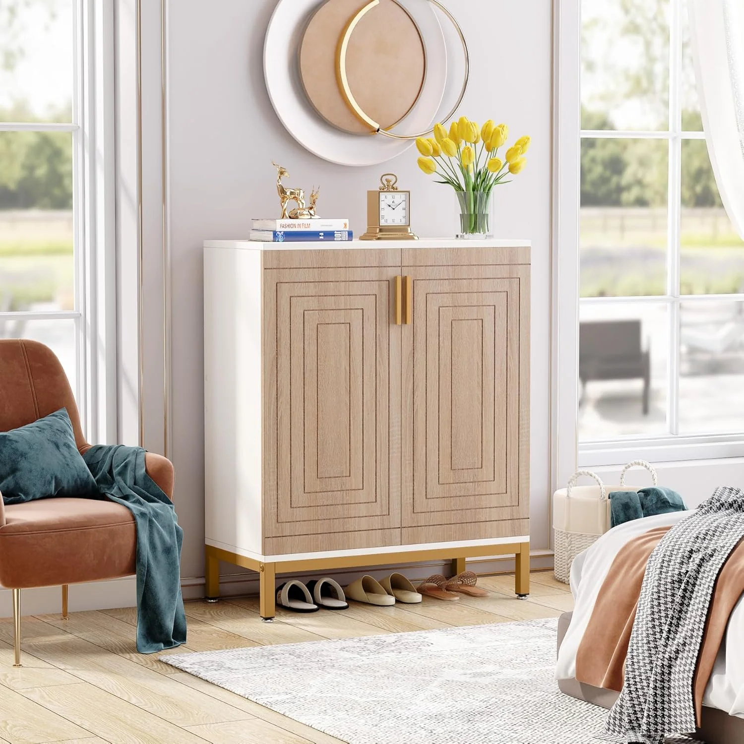 31.49" Shoe Cabinet with Doors for 20 Pairs, 5 Tier Modern Freestanding Shoe Storage Organizer - Image 19