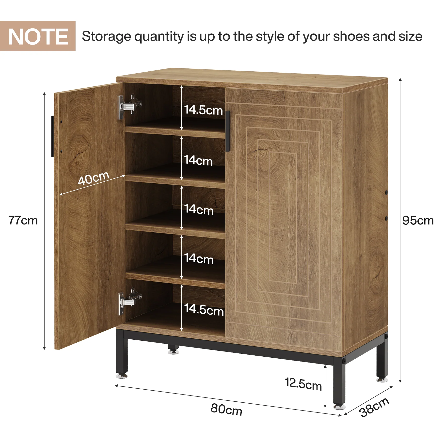 31.49" Shoe Cabinet with Doors for 20 Pairs, 5 Tier Modern Freestanding Shoe Storage Organizer - Image 24
