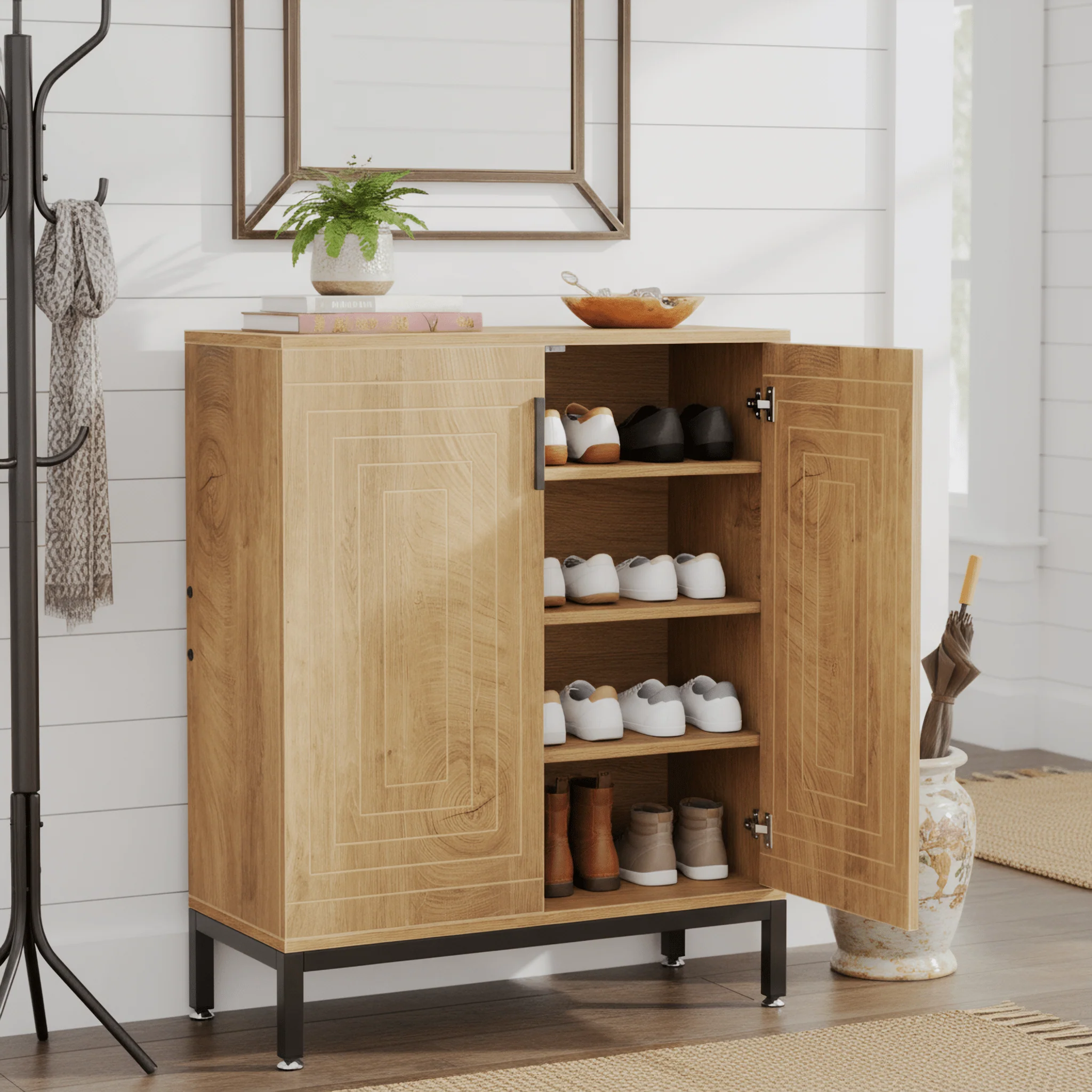 31.49" Shoe Cabinet with Doors for 20 Pairs, 5 Tier Modern Freestanding Shoe Storage Organizer - Image 25