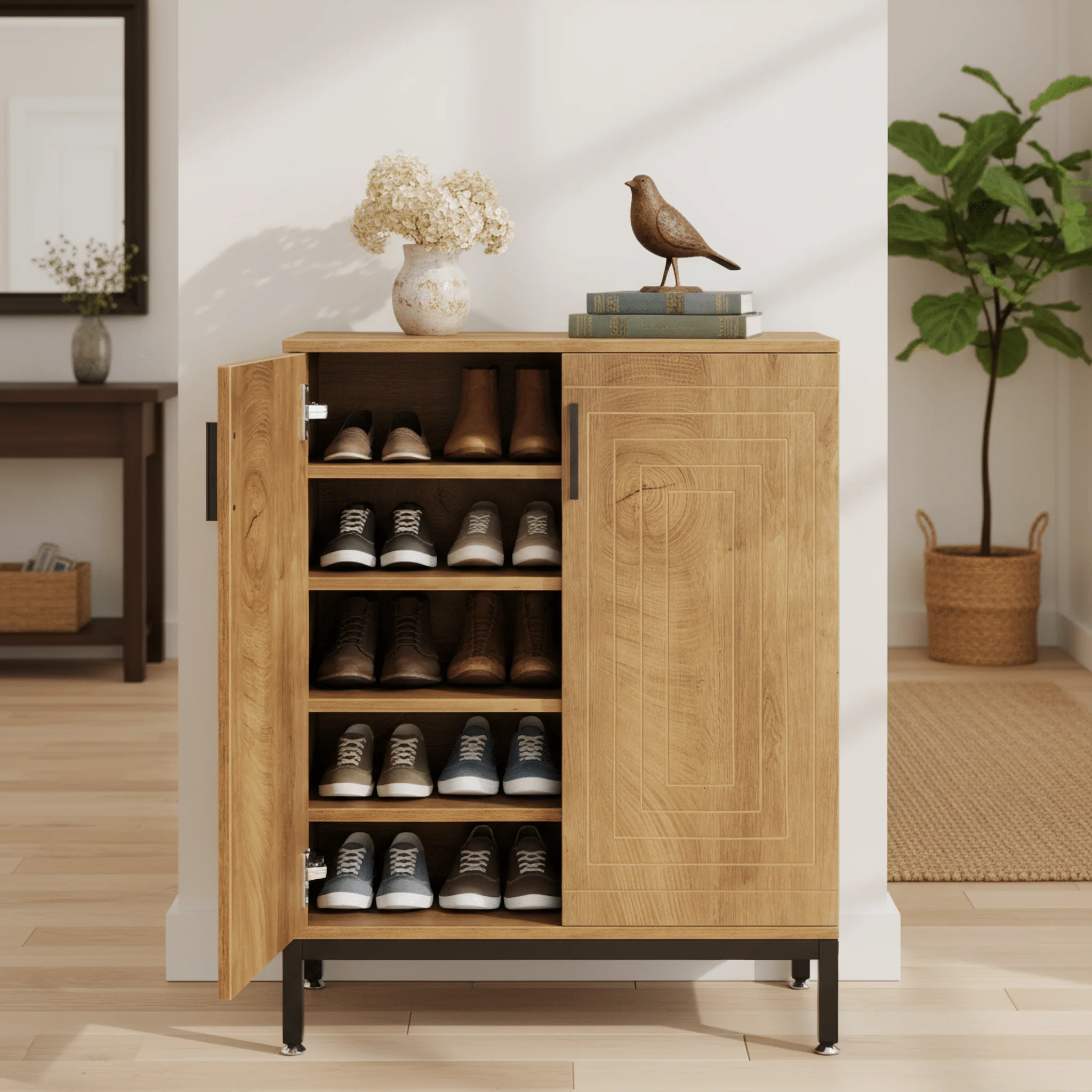 31.49" Shoe Cabinet with Doors for 20 Pairs, 5 Tier Modern Freestanding Shoe Storage Organizer - Image 28