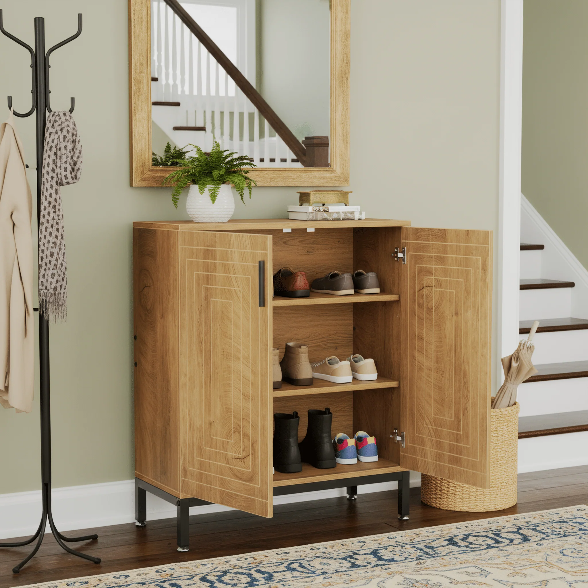 31.49" Shoe Cabinet with Doors for 20 Pairs, 5 Tier Modern Freestanding Shoe Storage Organizer - Image 29