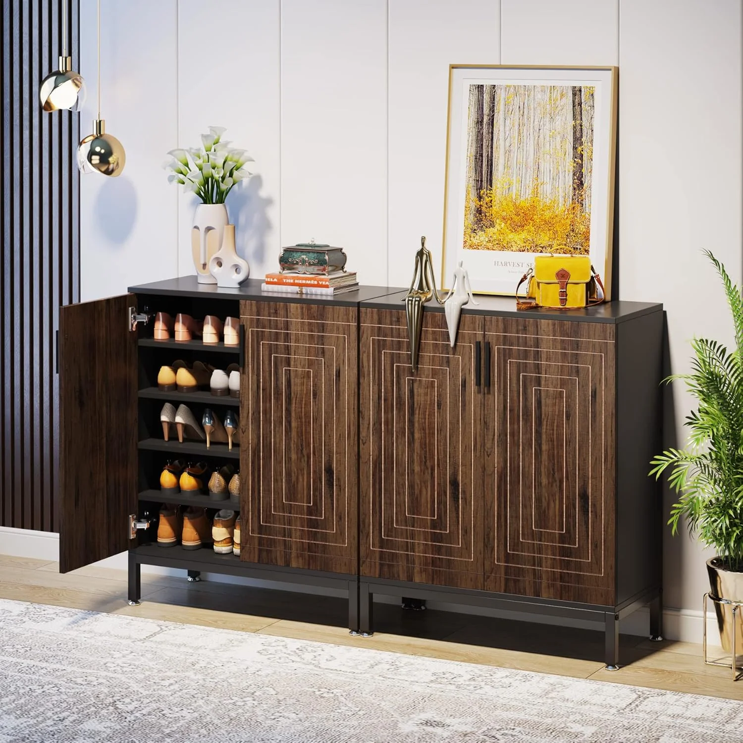 31.49" Shoe Cabinet with Doors for 20 Pairs, 5 Tier Modern Freestanding Shoe Storage Organizer - Image 4