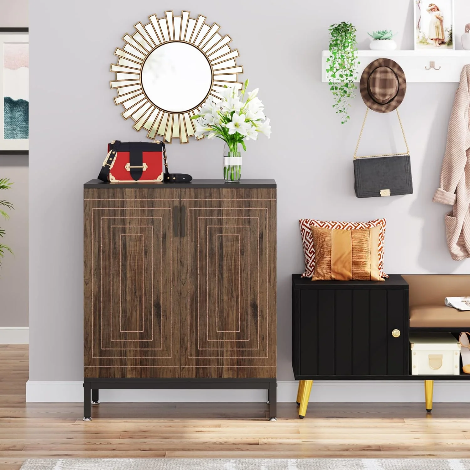 31.49" Shoe Cabinet with Doors for 20 Pairs, 5 Tier Modern Freestanding Shoe Storage Organizer - Image 6